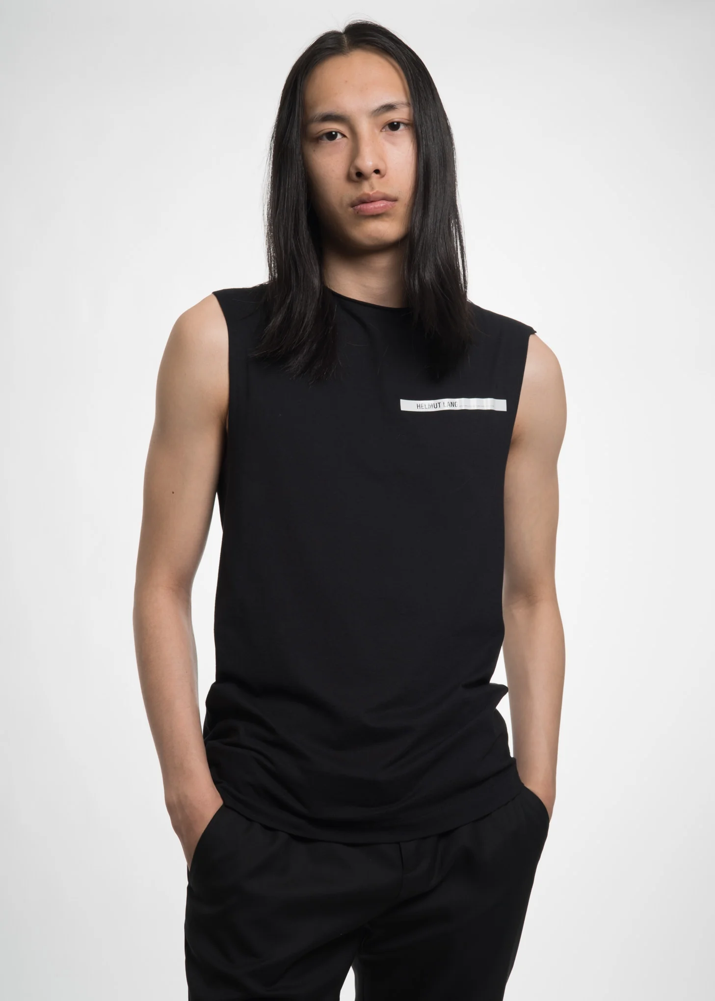 Black Raw Edge Muscle Tank