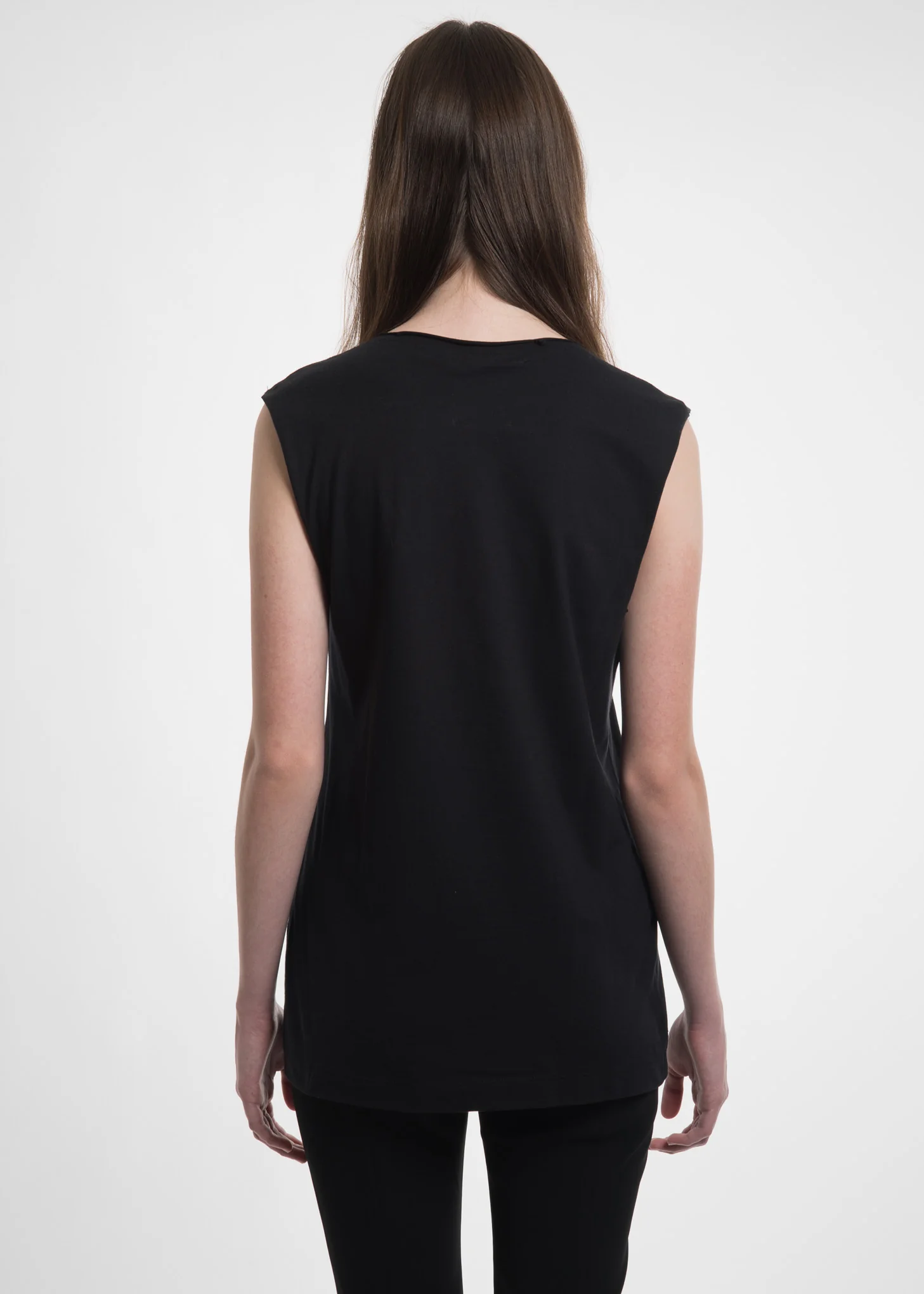 Black Raw Edge Muscle Tank - Image 3