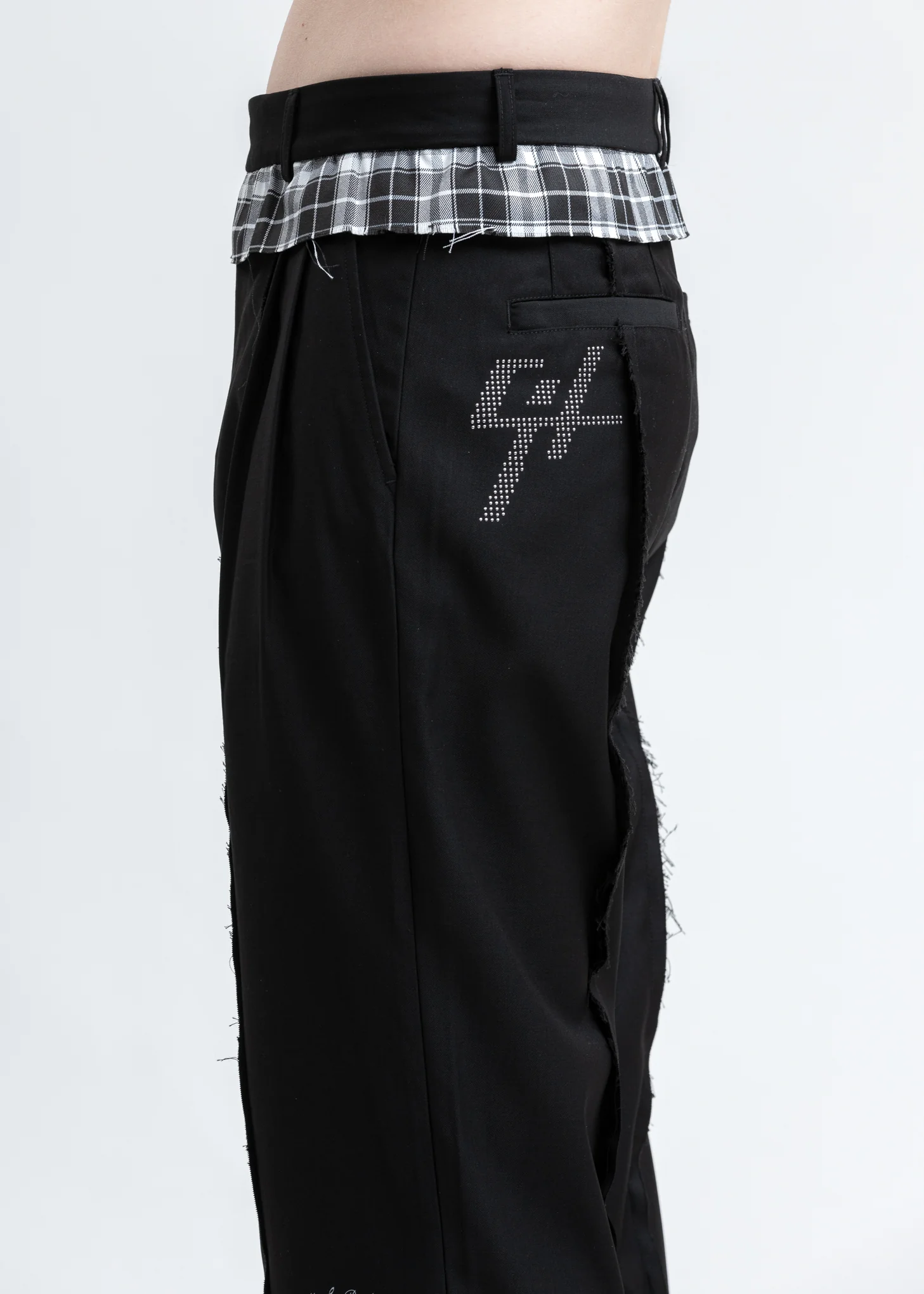 Black Raw Edge Tailored Trouser - Image 6