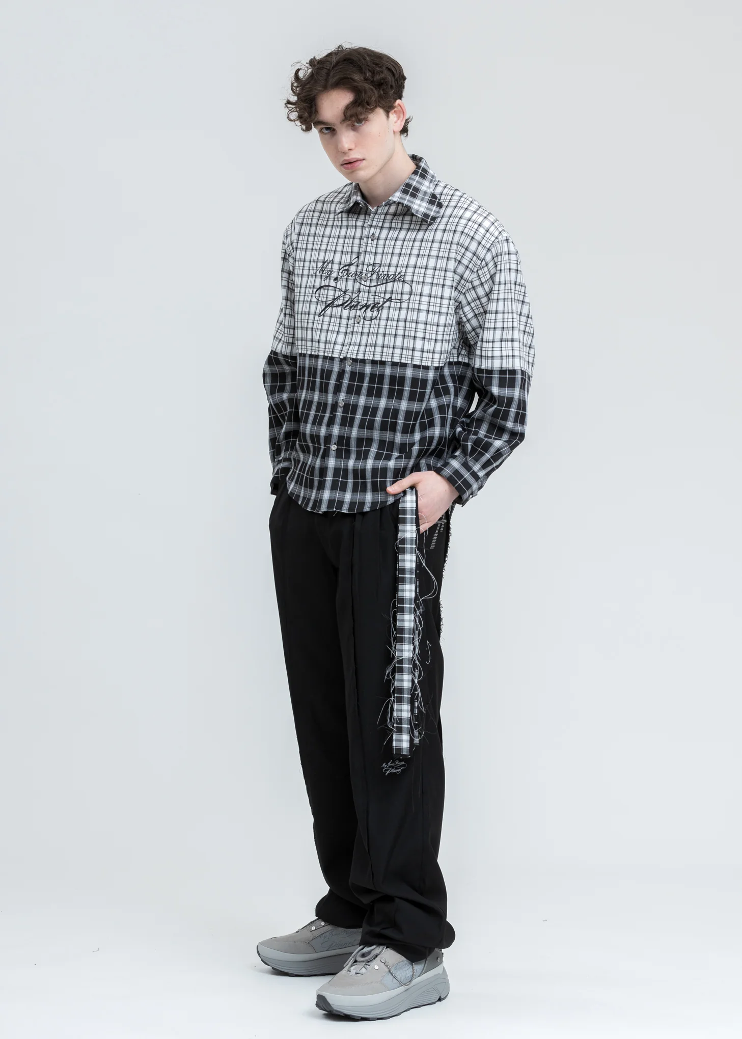 Black Raw Edge Tailored Trouser - Image 7