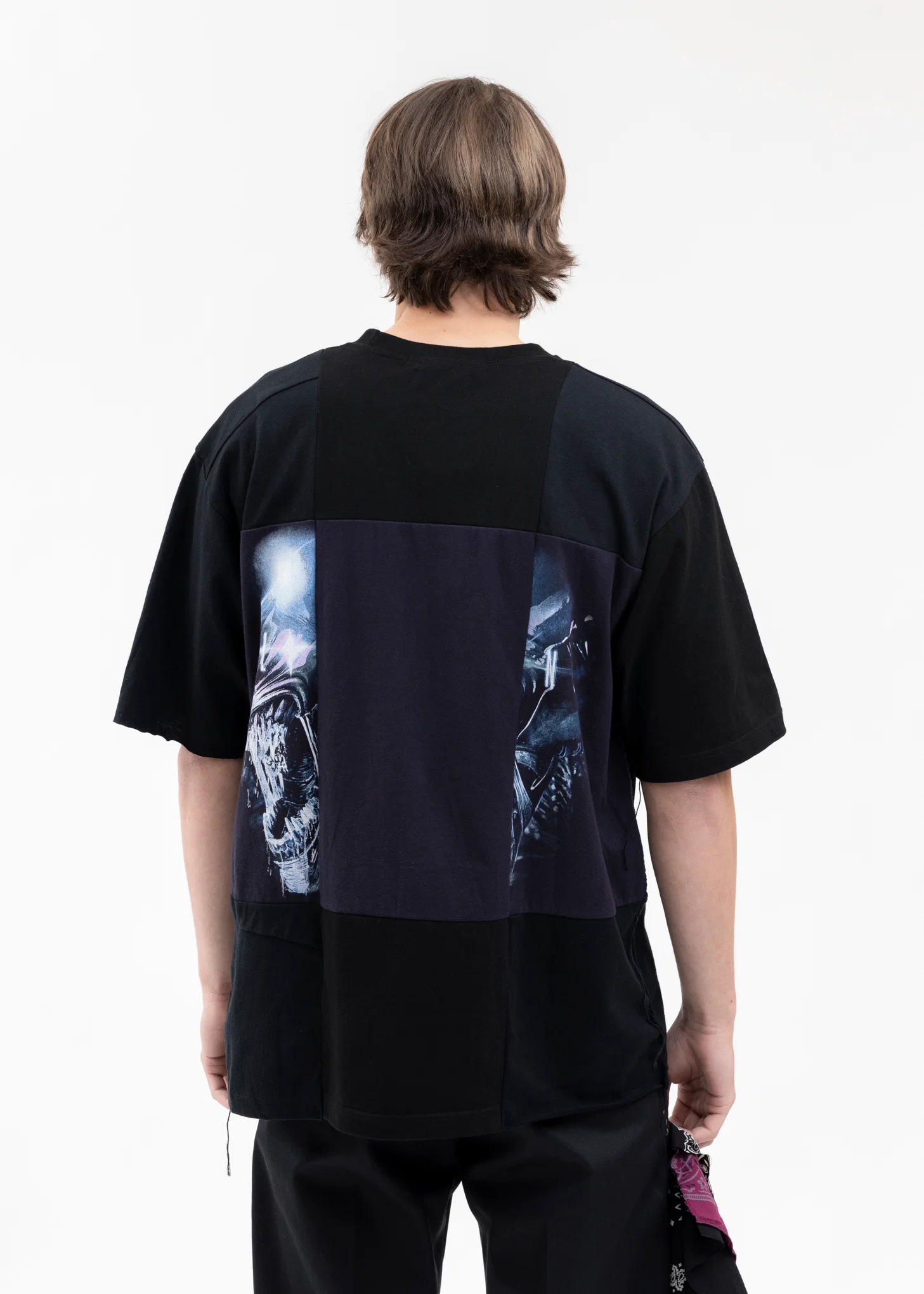 BLACK RE-CONSTRUCTED VINTAGE PATCHWORK TEE 2 - Image 2