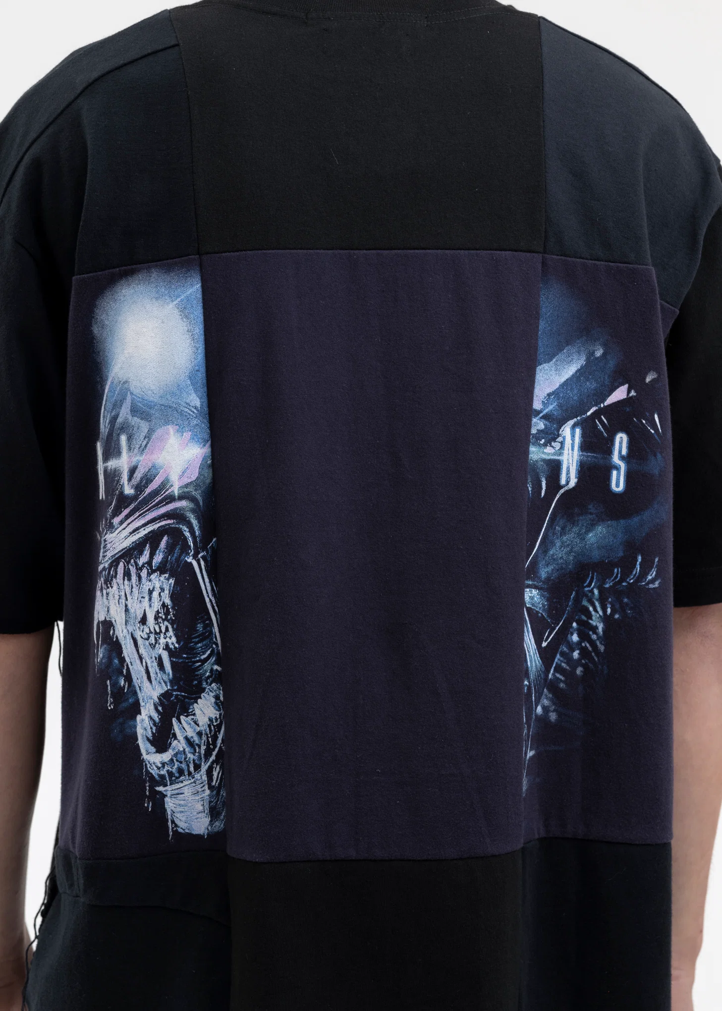 BLACK RE-CONSTRUCTED VINTAGE PATCHWORK TEE 2 - Image 5