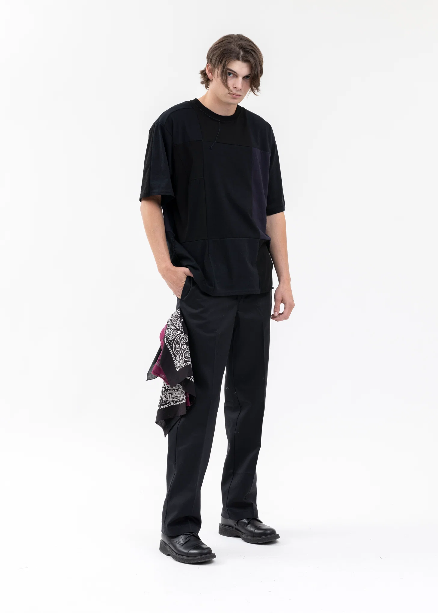 BLACK RE-CONSTRUCTED VINTAGE PATCHWORK TEE 2 - Image 6