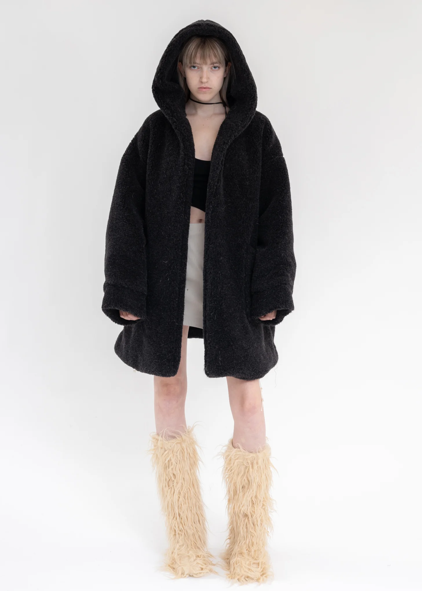 Black REAL FUR MIX FAKE FUR JACKET - Image 7