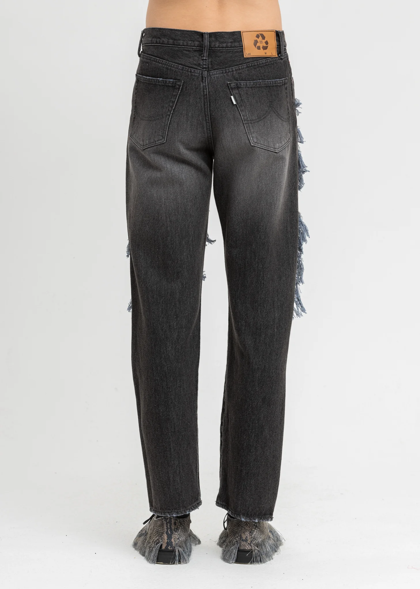 Black Recycle Denim Monster Repair Jeans - Image 5