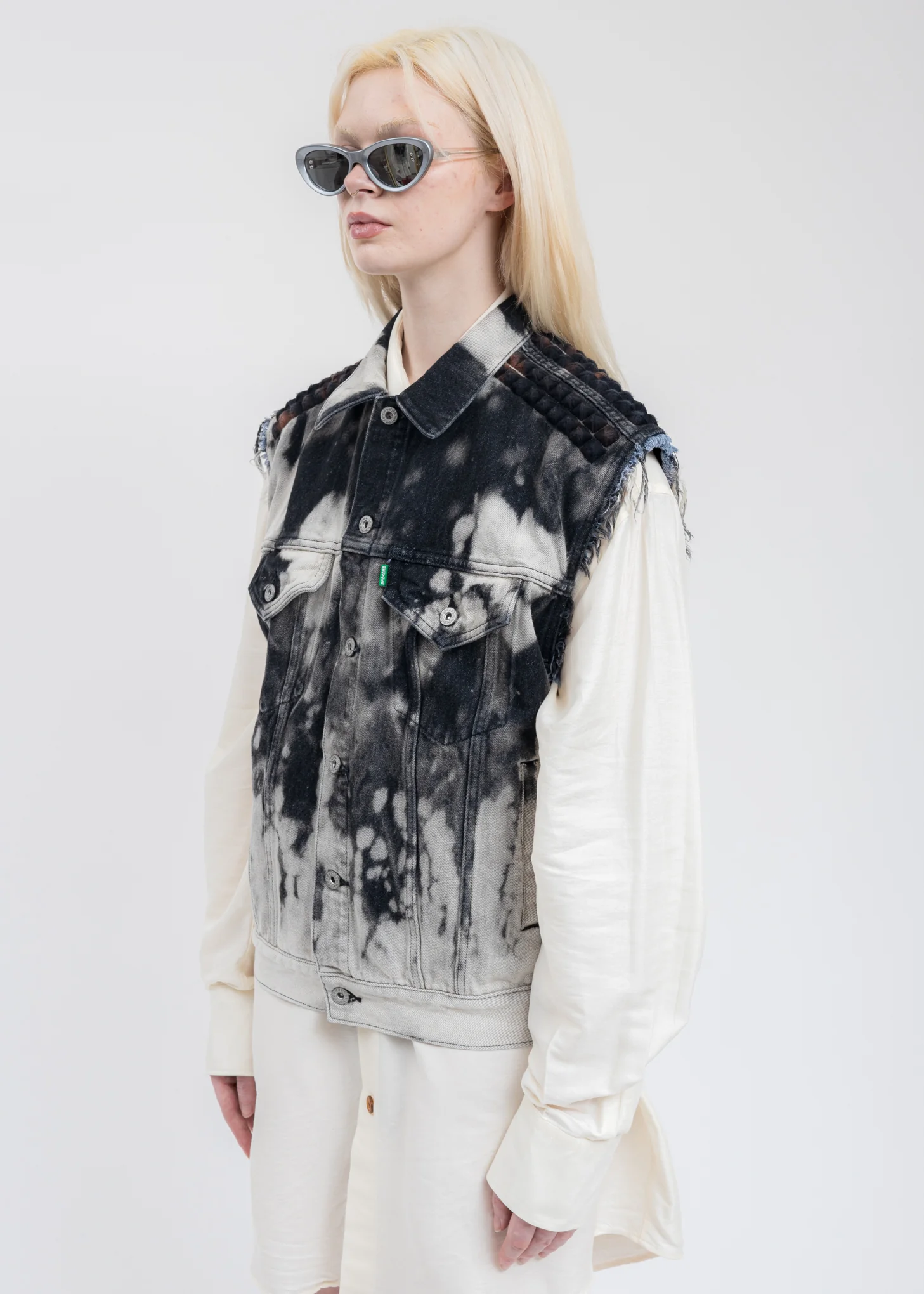 Black RECYCLE PUNK DENIM Vest - Image 3