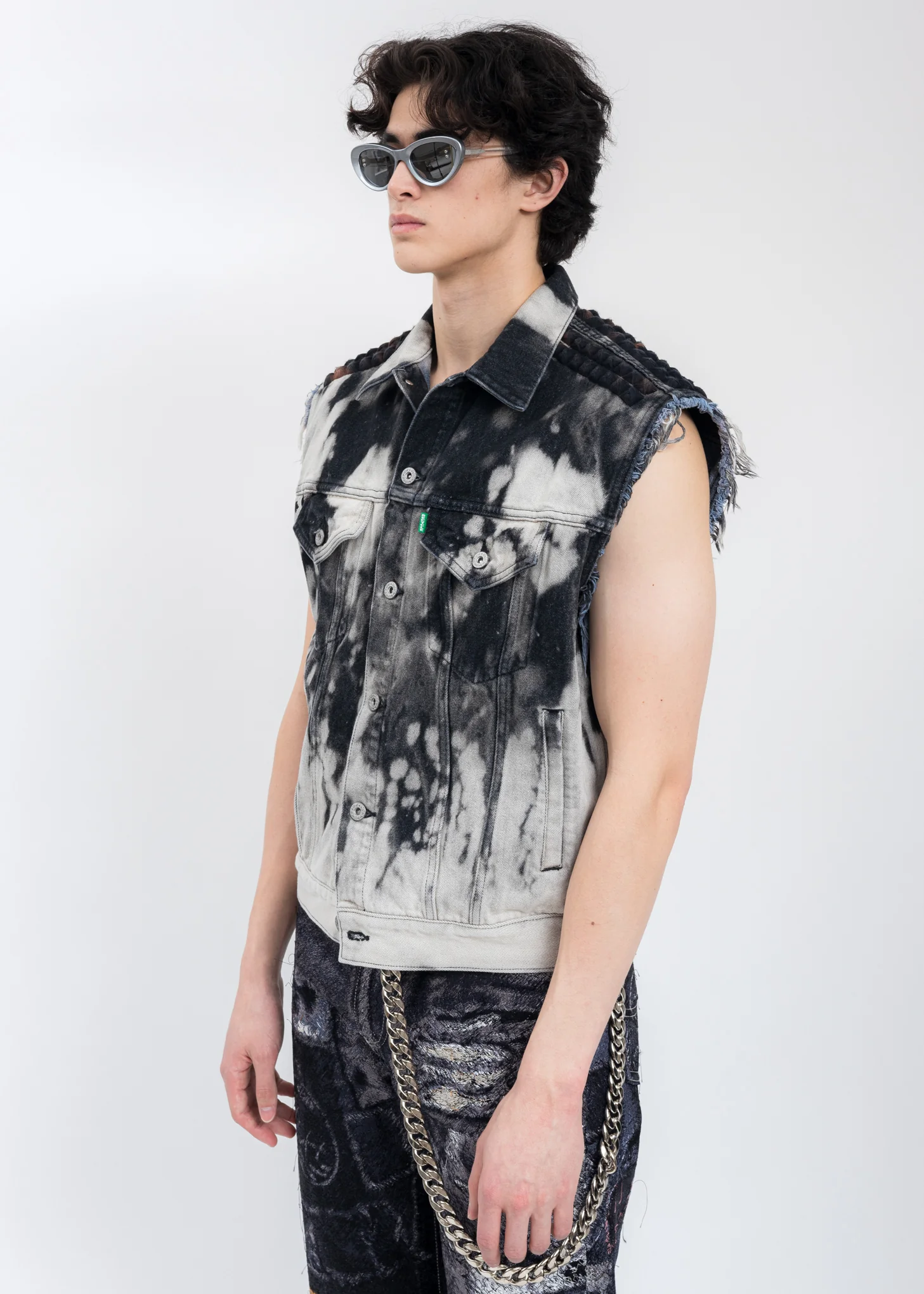 Black RECYCLE PUNK DENIM Vest - Image 3