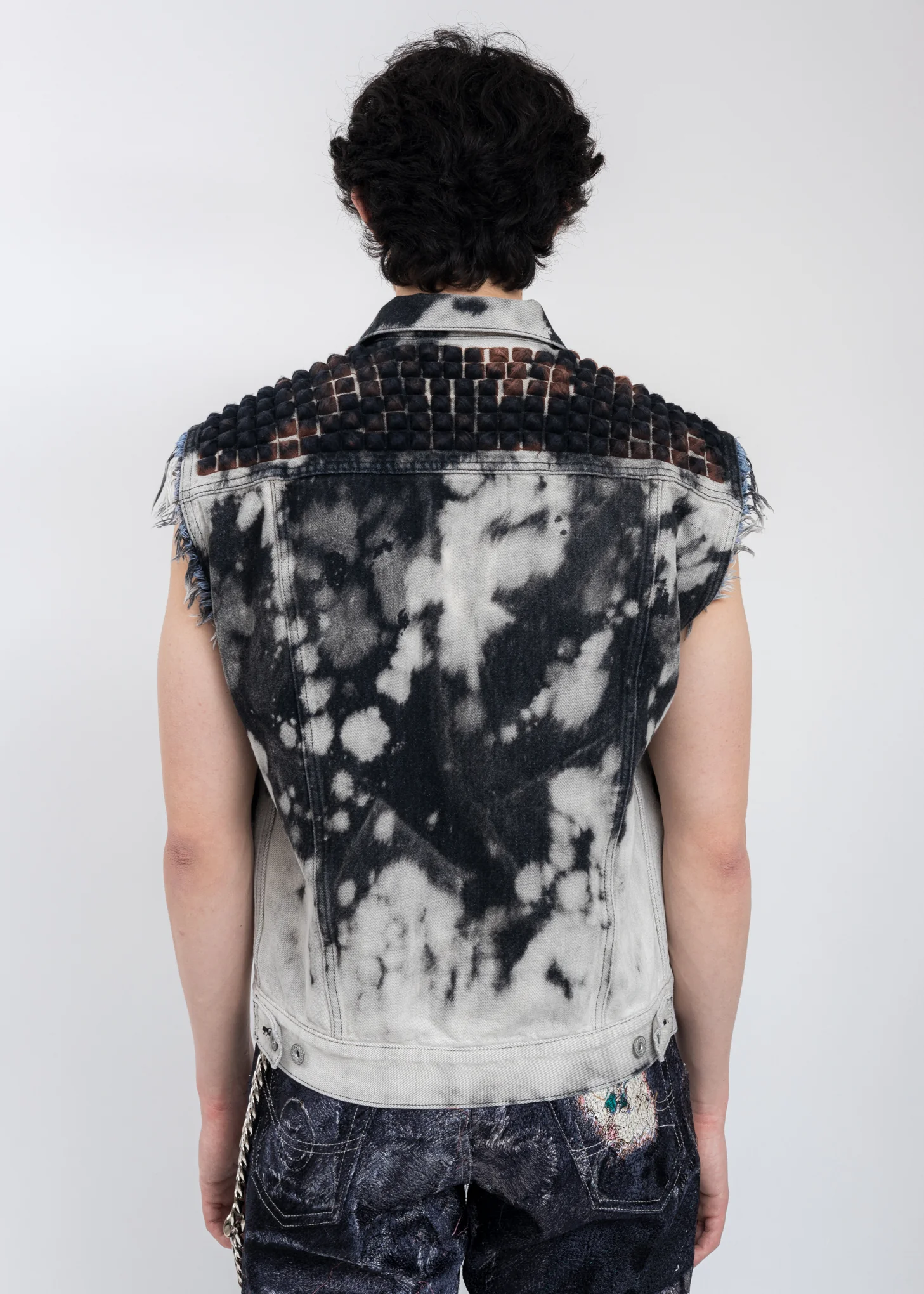 Black RECYCLE PUNK DENIM Vest - Image 4