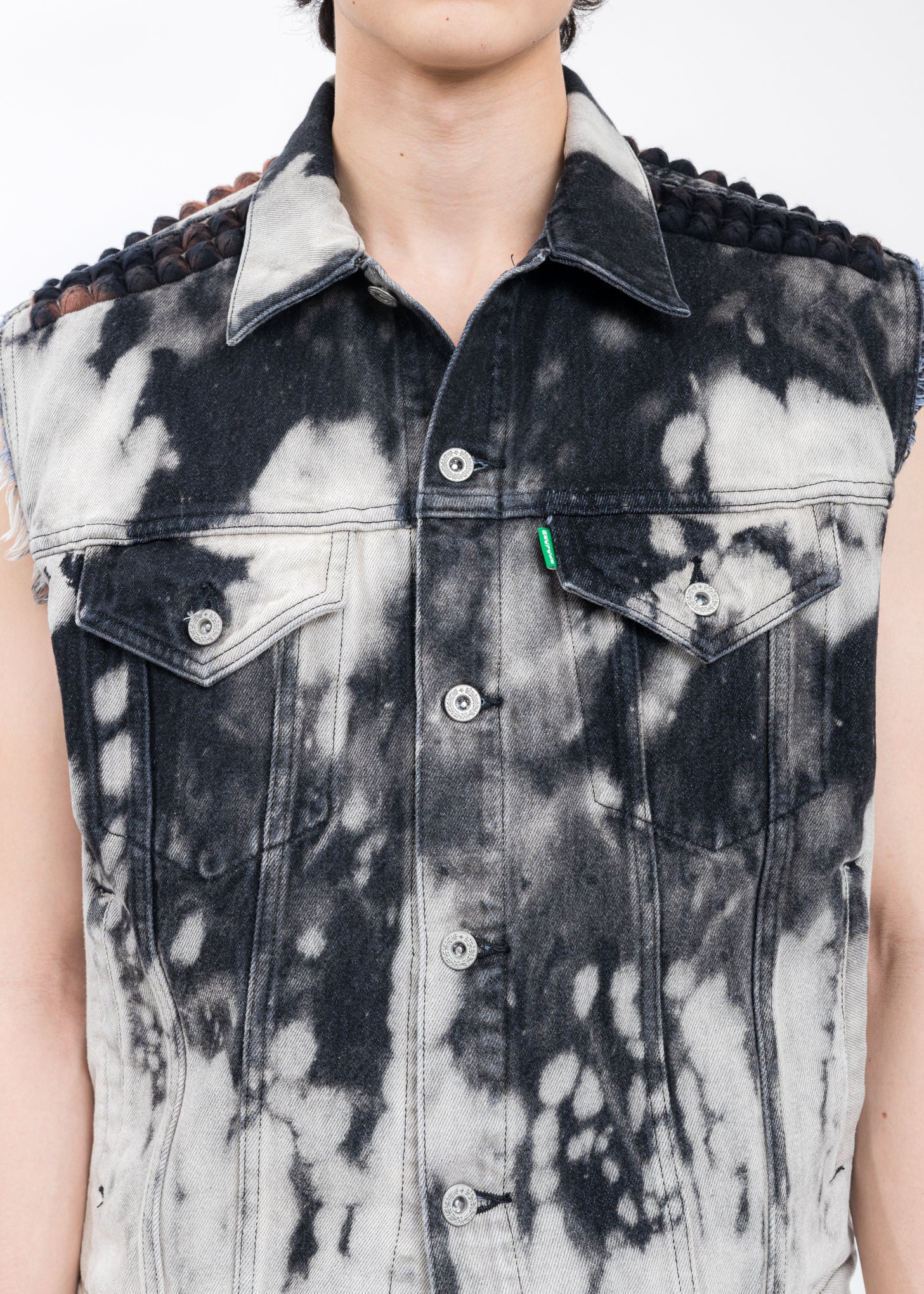 Black RECYCLE PUNK DENIM Vest - Image 5