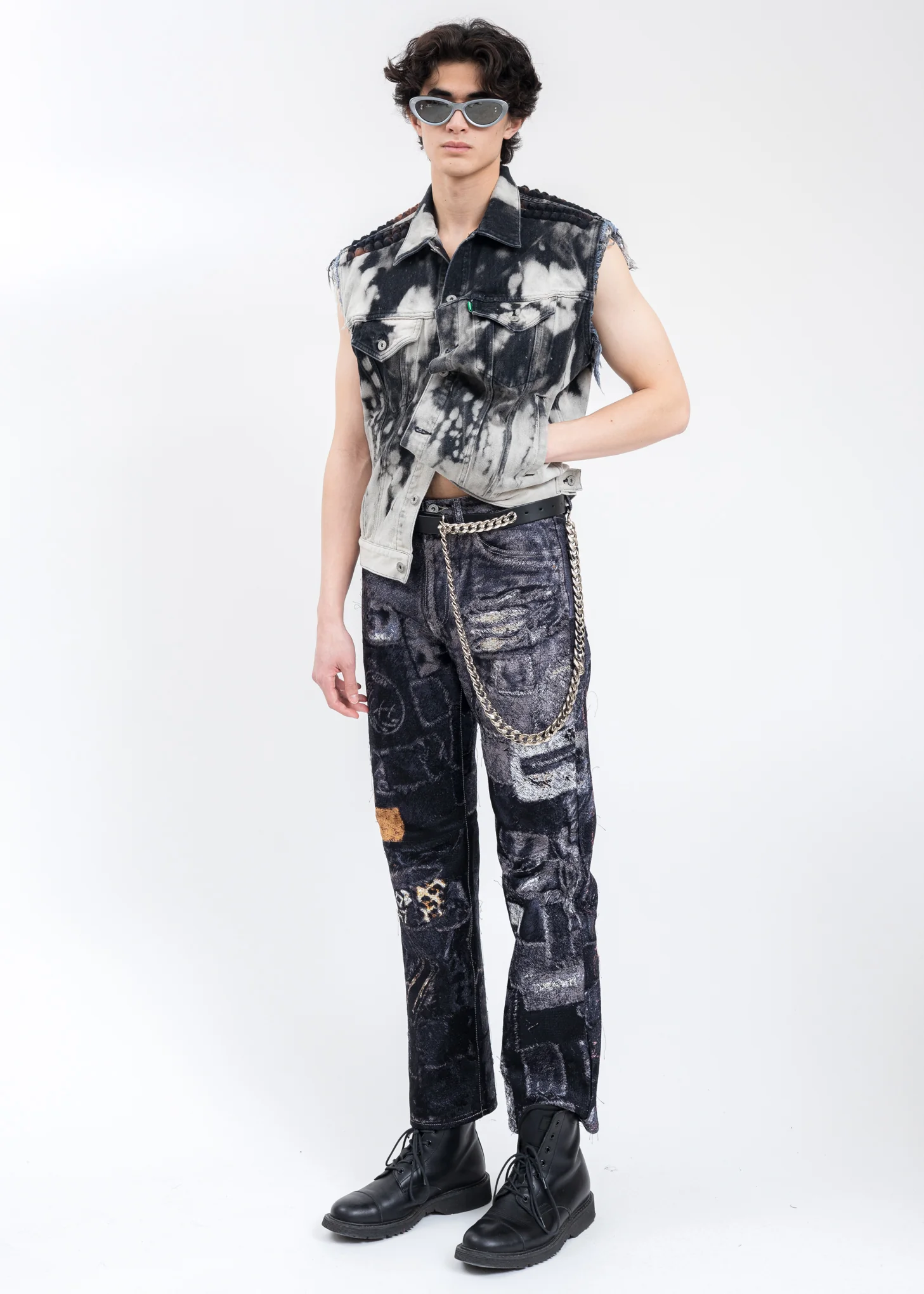 Black RECYCLE PUNK DENIM Vest - Image 6