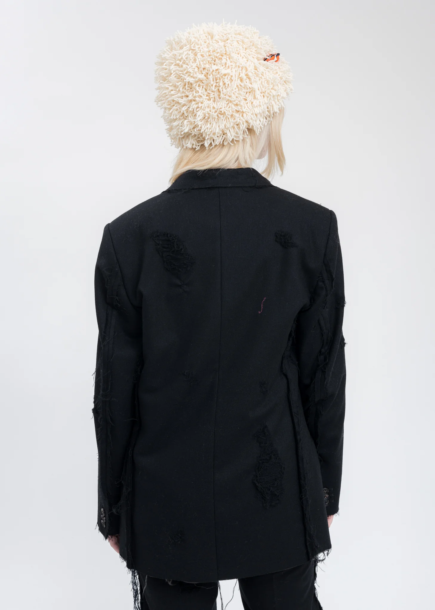 Black RECYCLE WOOL DAMAGED Jacket - Image 5