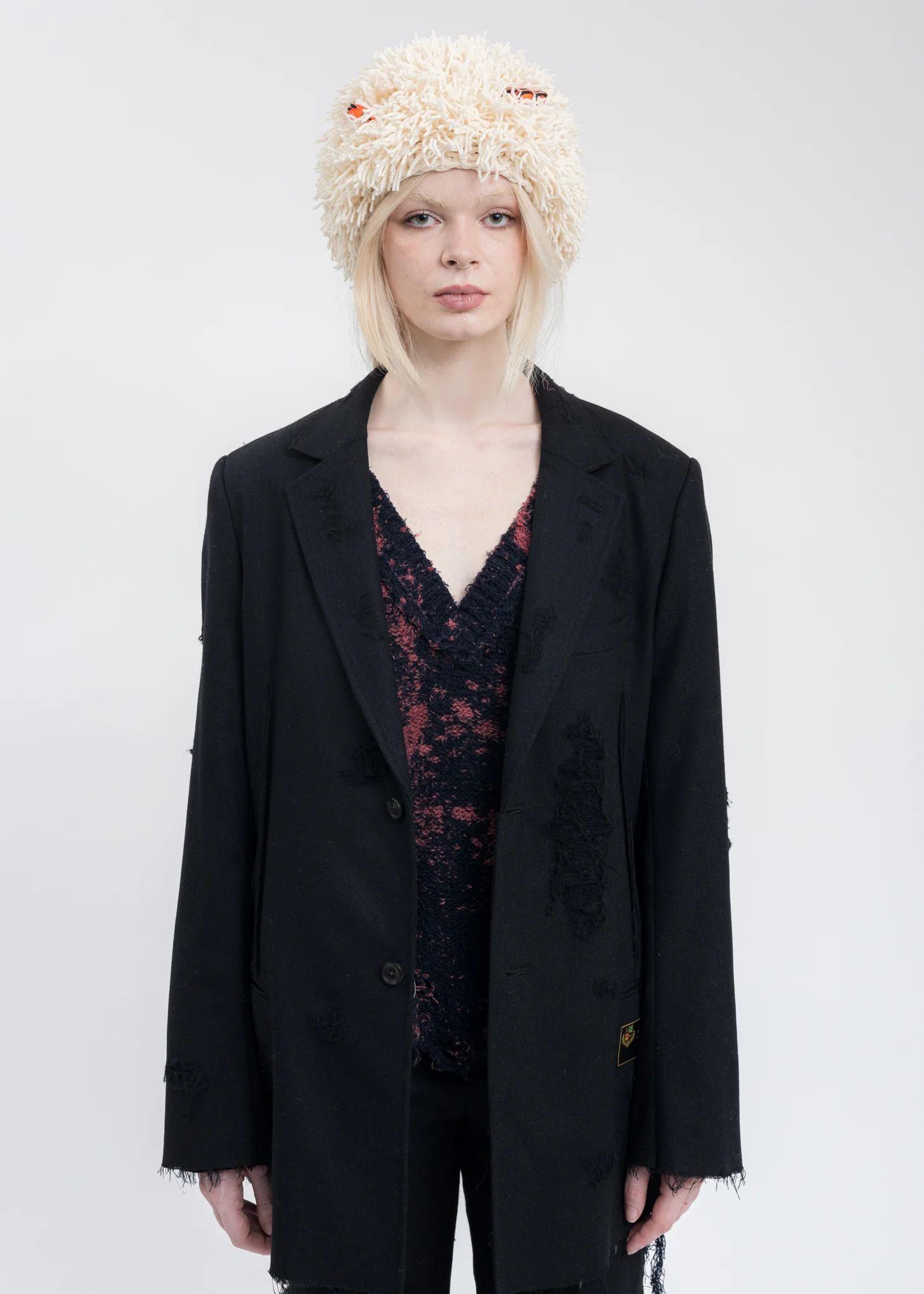 Black RECYCLE WOOL DAMAGED Jacket - Image 6
