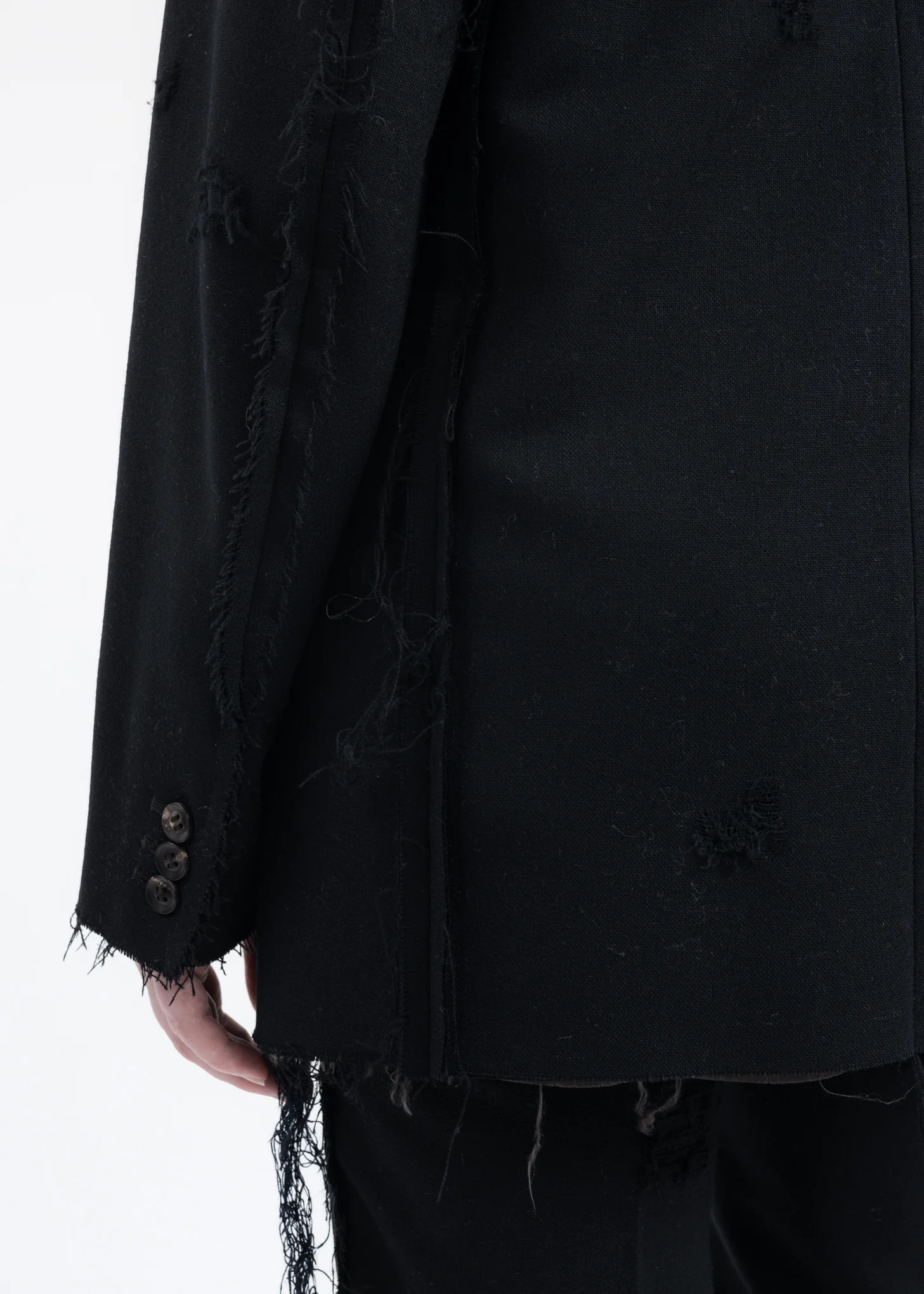 Black RECYCLE WOOL DAMAGED Jacket - Image 7