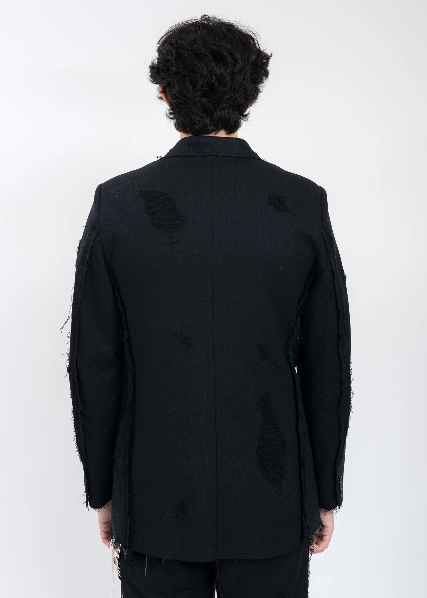 Black RECYCLE WOOL DAMAGED Jacket - Image 2
