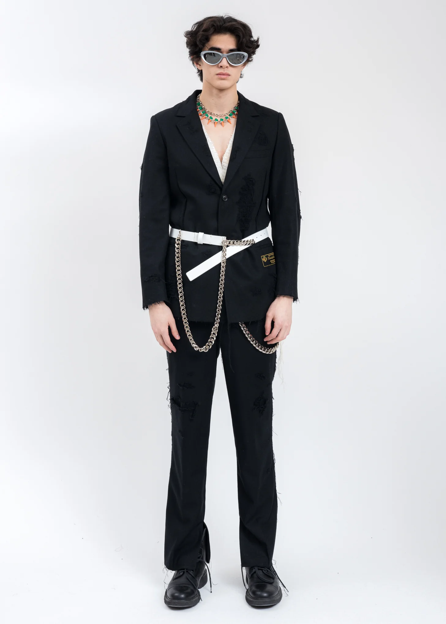 Black RECYCLE WOOL DAMAGED Jacket - Image 7