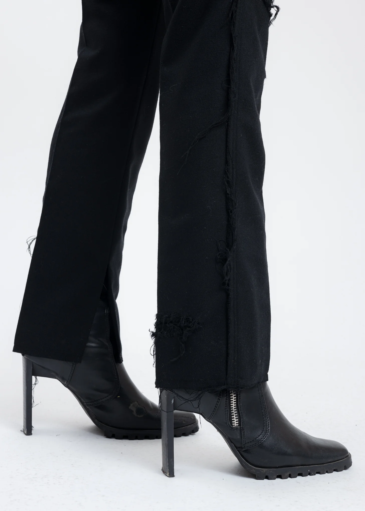 Black RECYCLE WOOL DAMAGED Trousers - Image 5