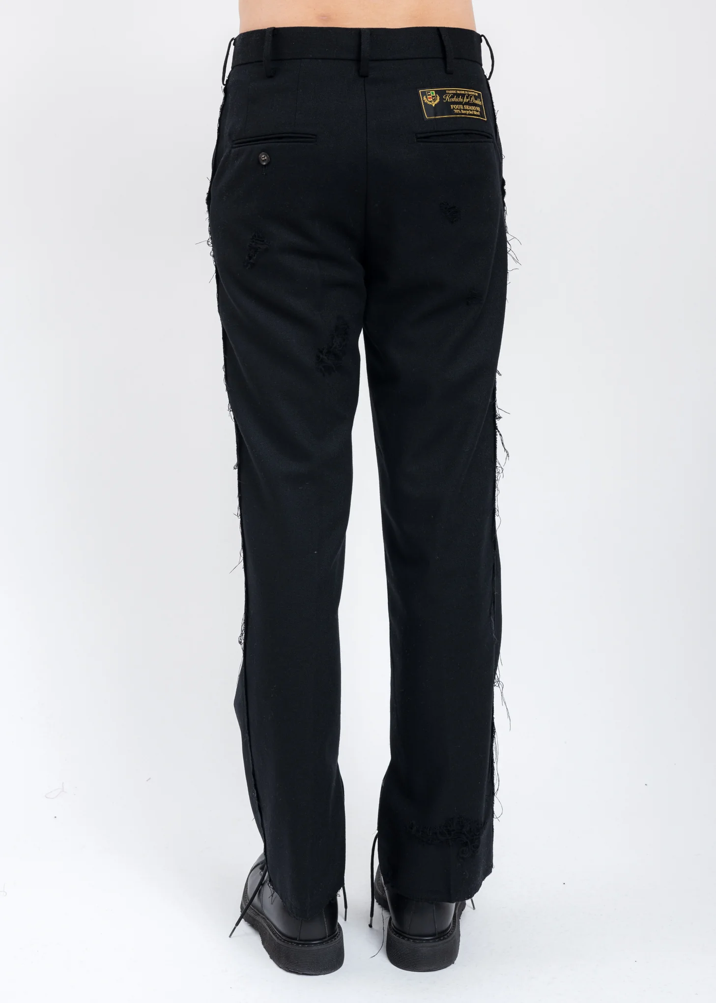 Black RECYCLE WOOL DAMAGED Trousers - Image 2