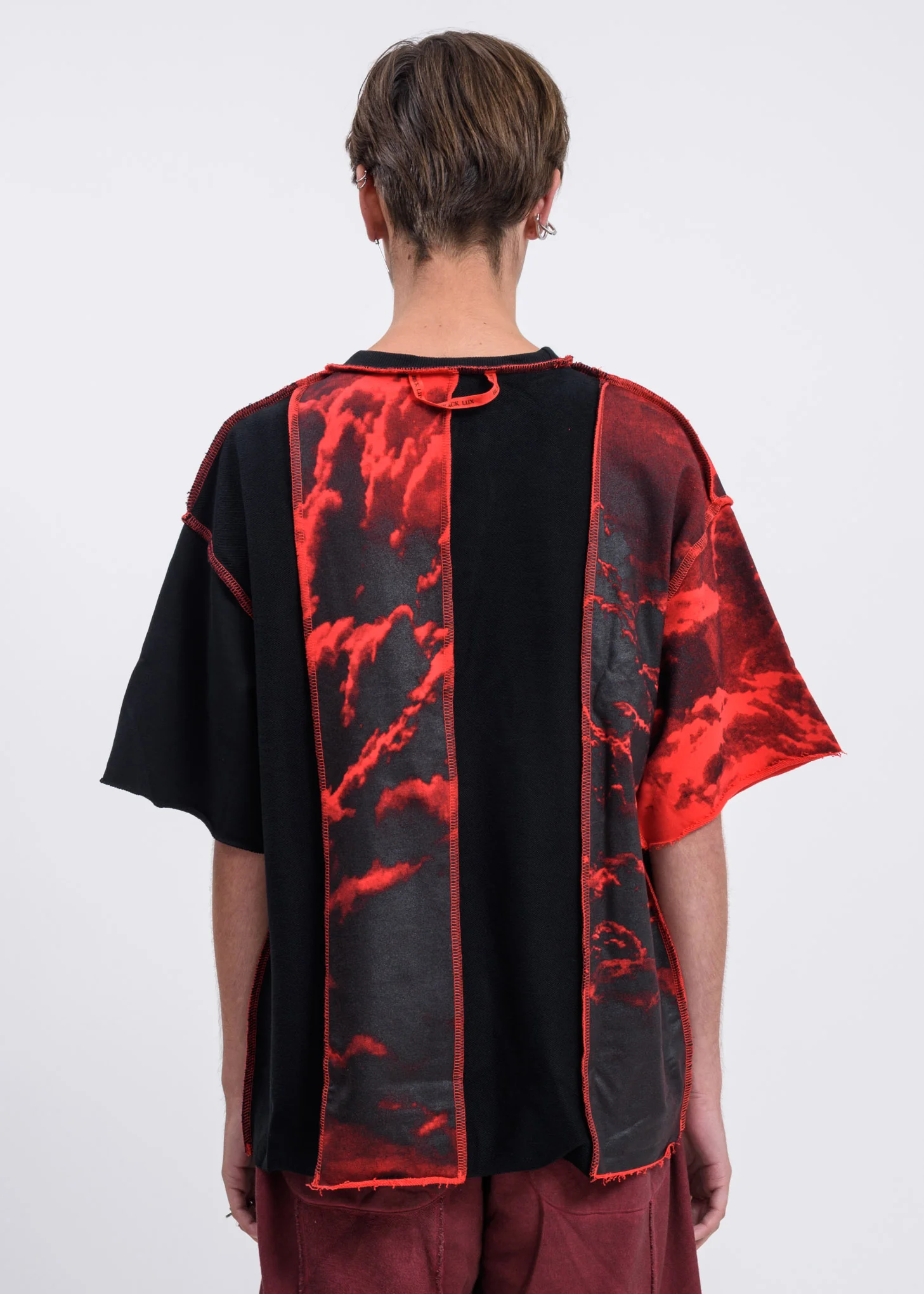 Black Red Clouds Panel T-Shirt - Image 2