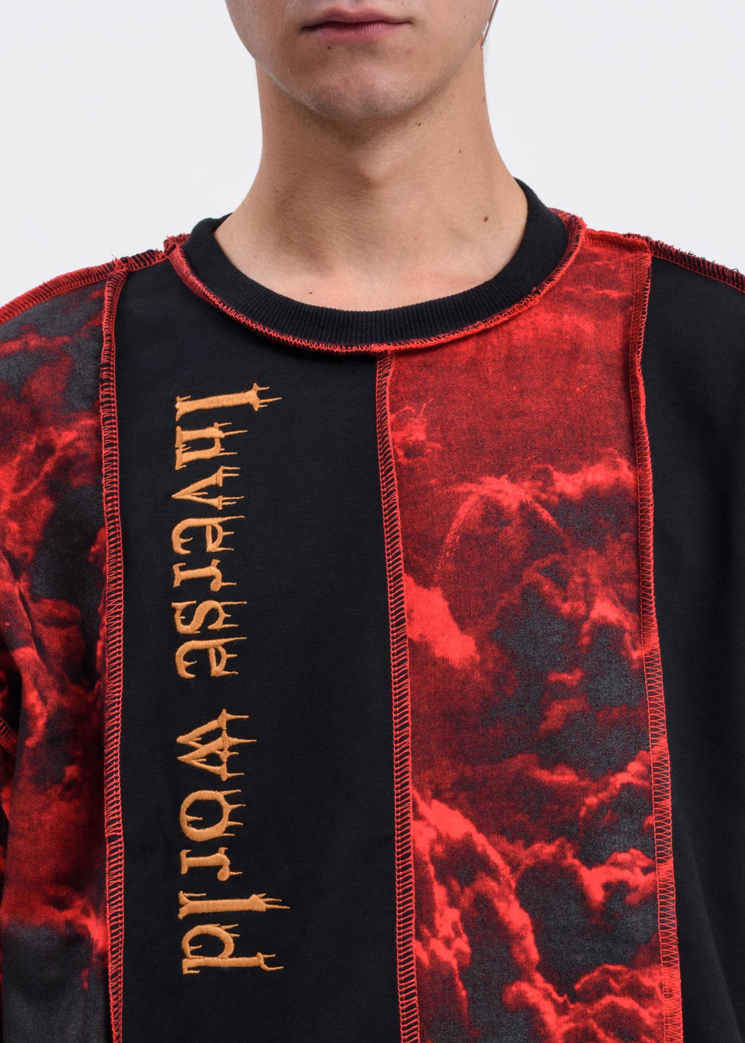 Black Red Clouds Panel T-Shirt - Image 3