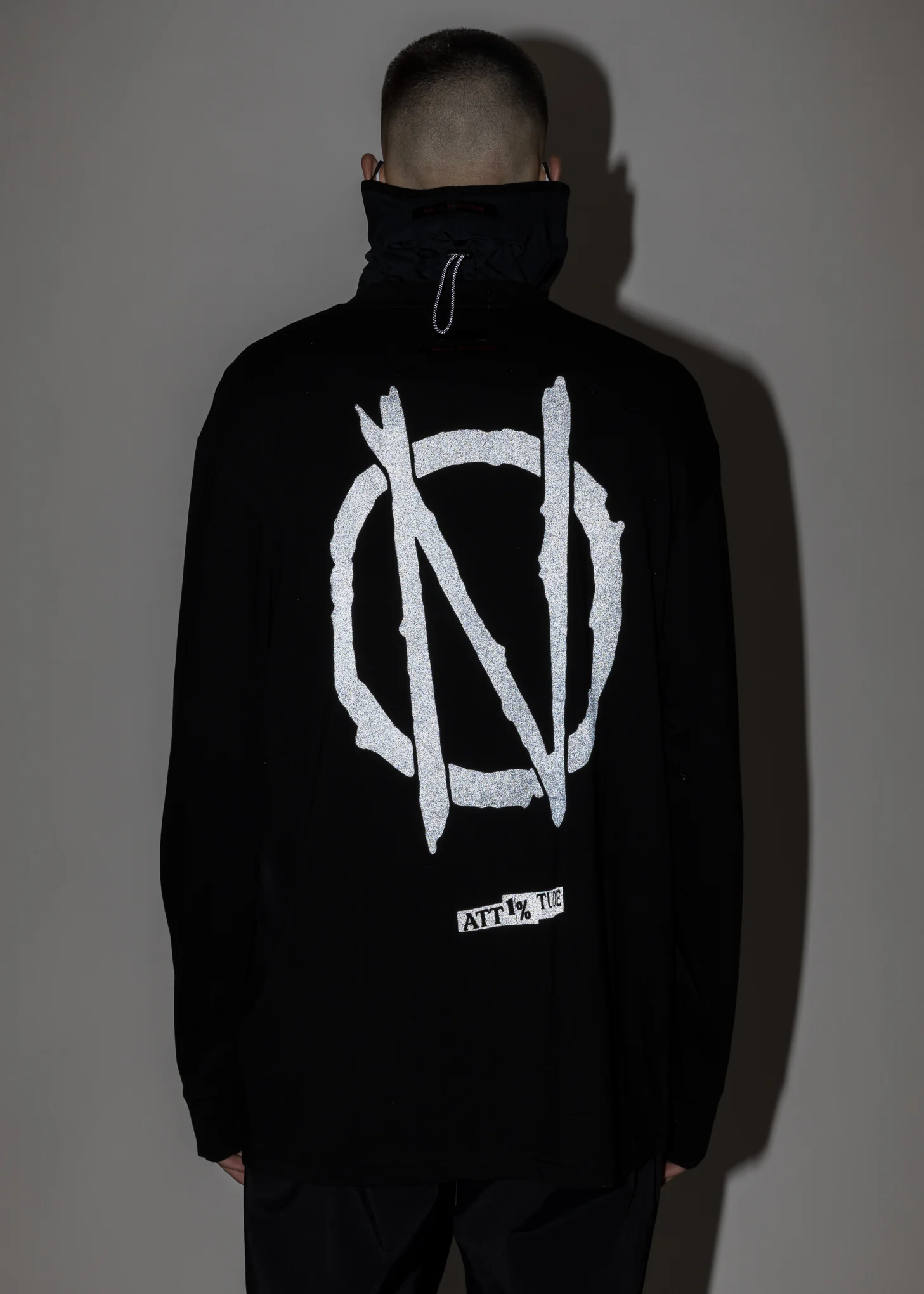 Black Reflective Skull Long Sleeve T-Shirt - Image 2