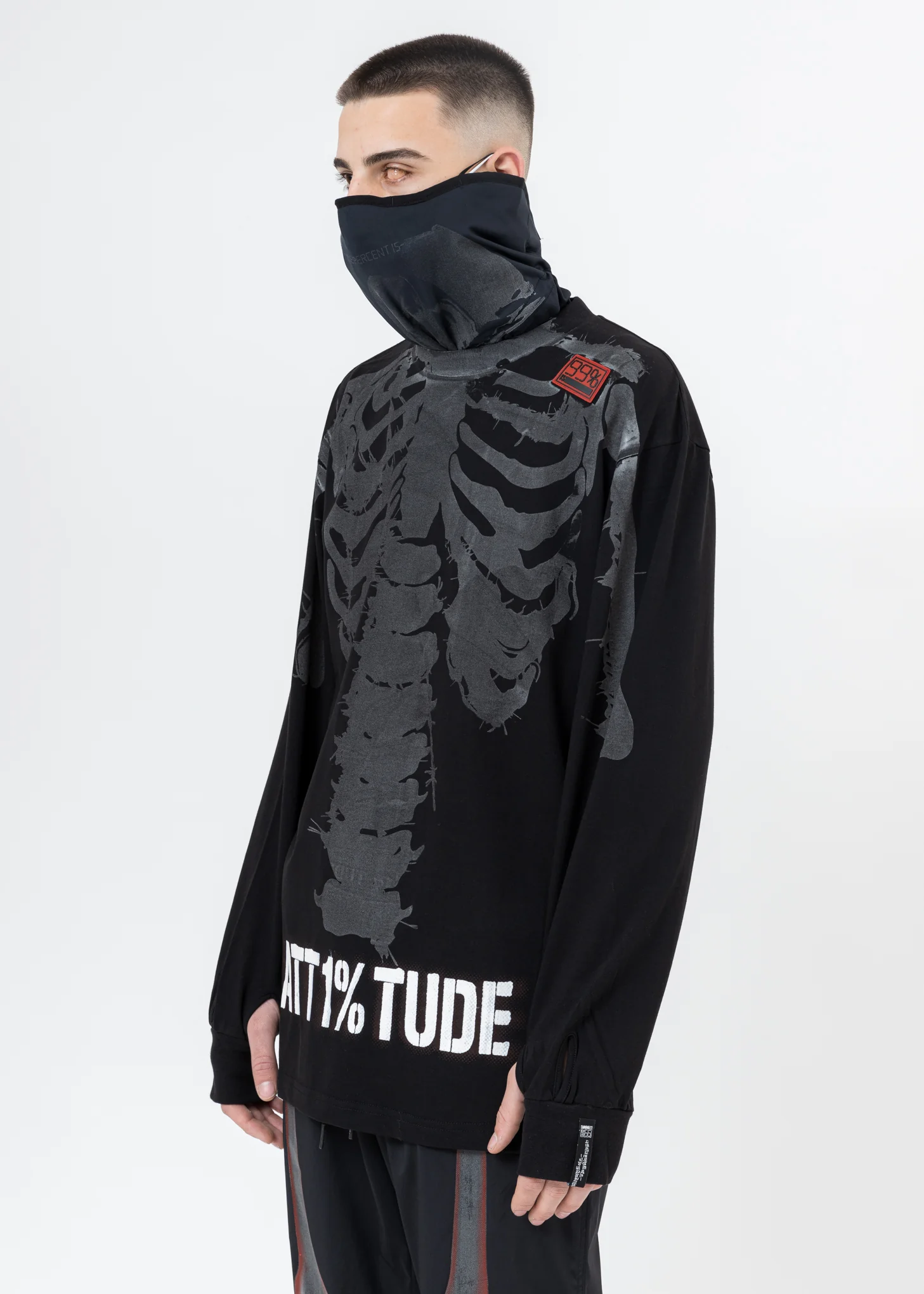 Black Reflective Skull Long Sleeve T-Shirt - Image 4