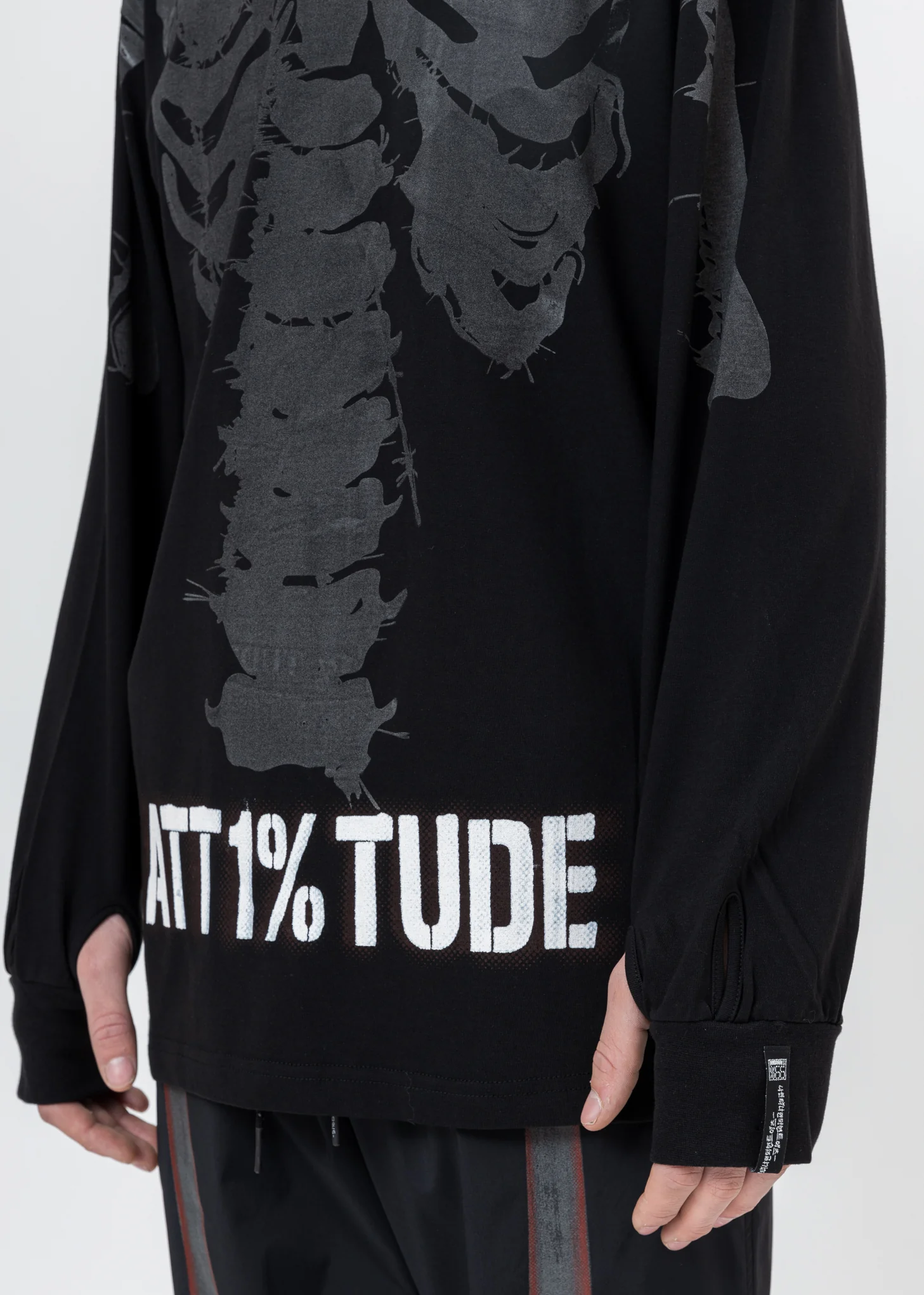 Black Reflective Skull Long Sleeve T-Shirt - Image 7