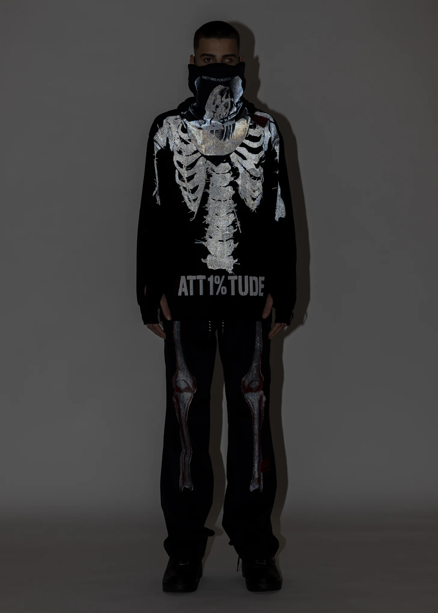 Black Reflective Skull Long Sleeve T-Shirt - Image 9