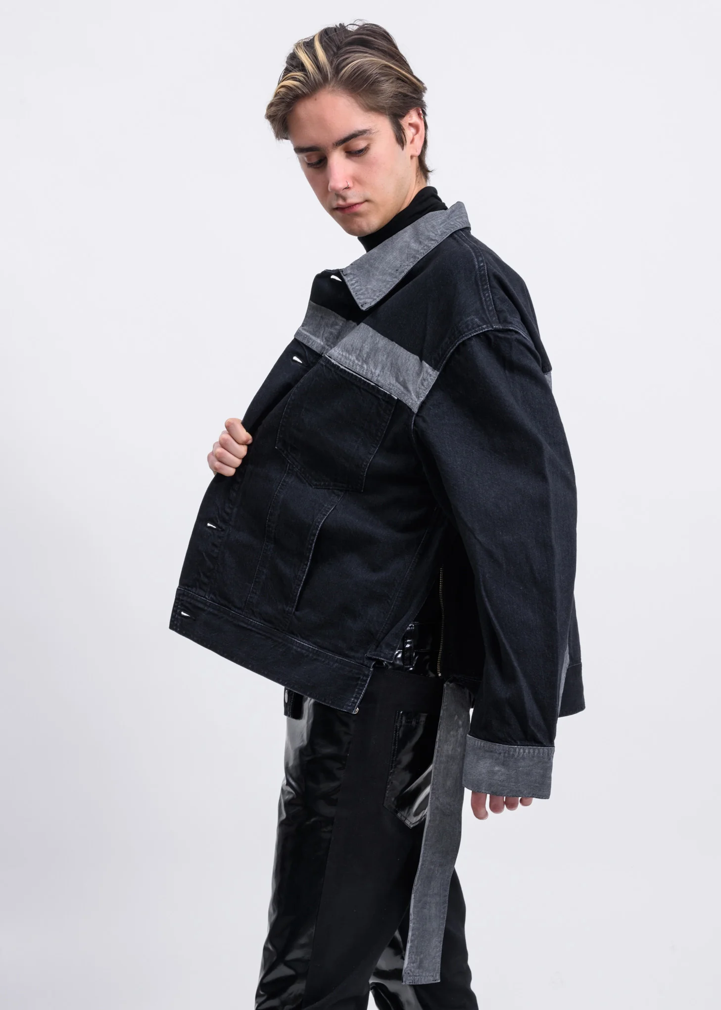 Black Reflector Denim Jacket - Image 6