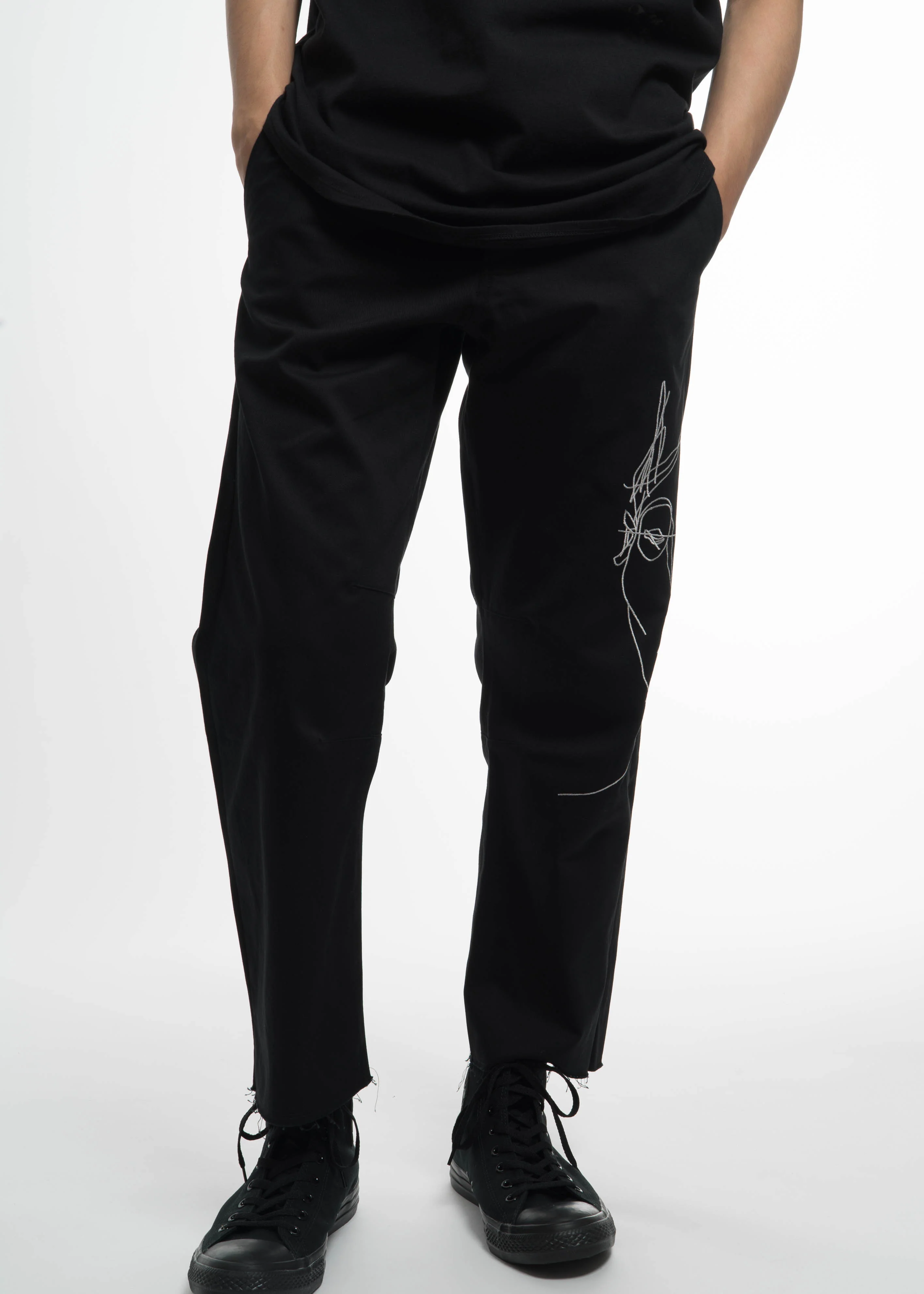 Black Relaxed Chino w/ Face