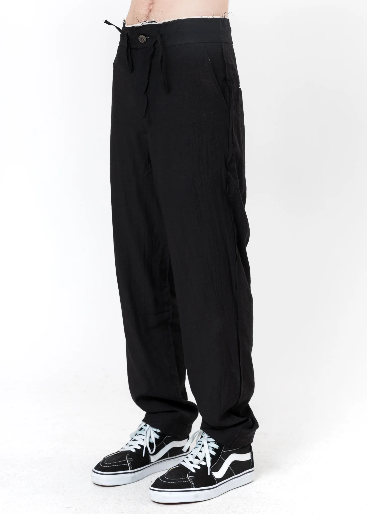 Black Relaxed Crinkled Trousers - Image 2