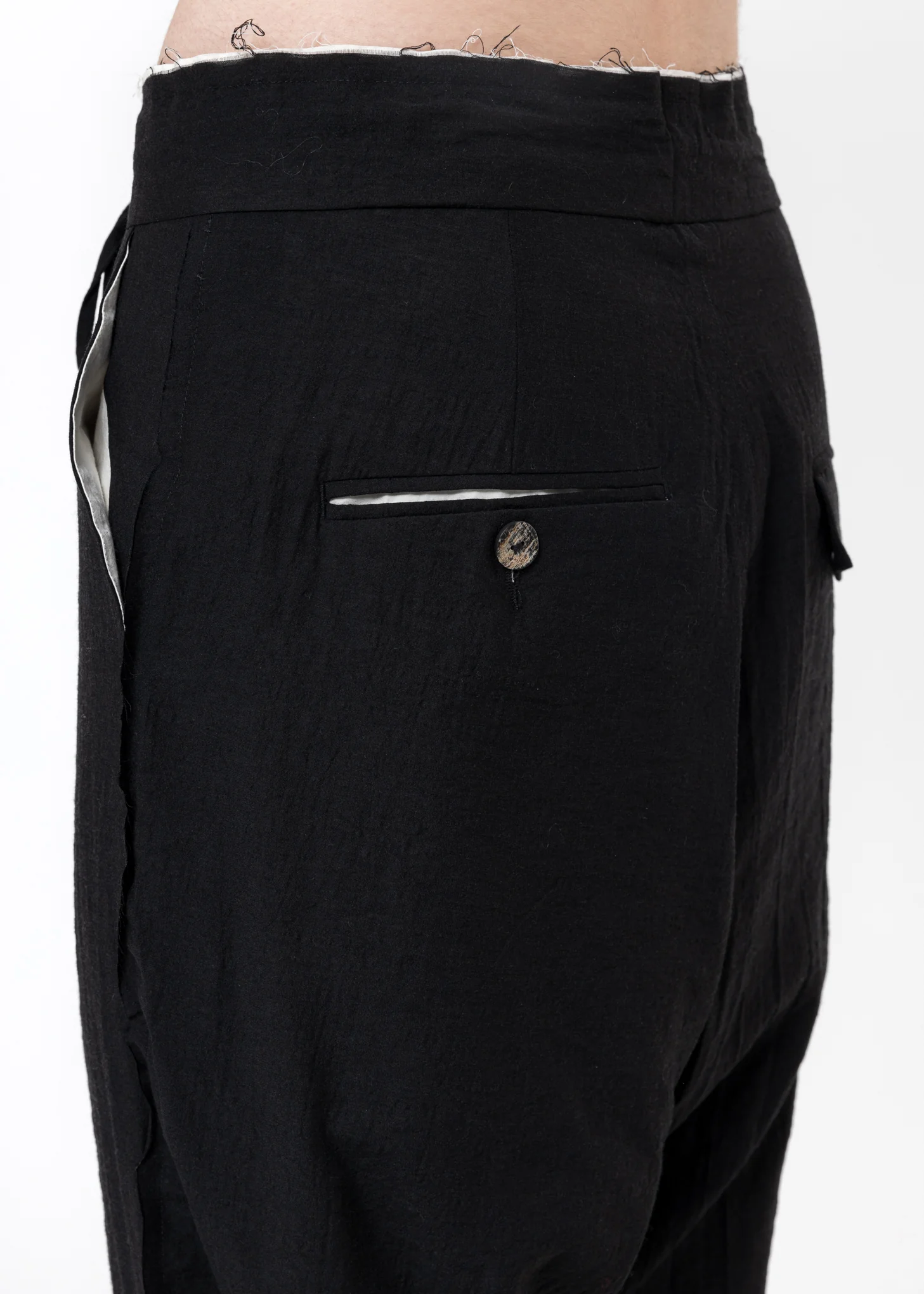 Black Relaxed Crinkled Trousers - Image 5