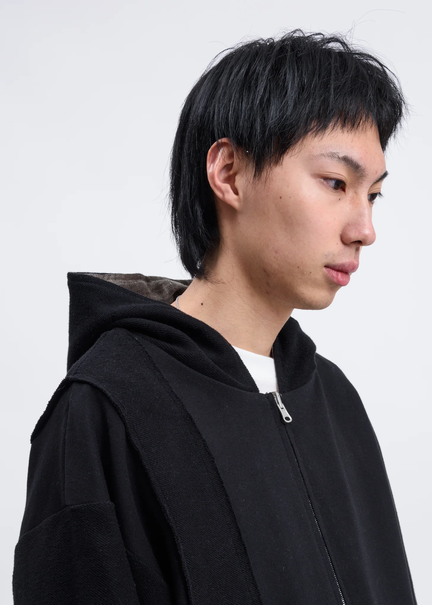 Black Reversible Long Zip Up Hoodie - Image 4