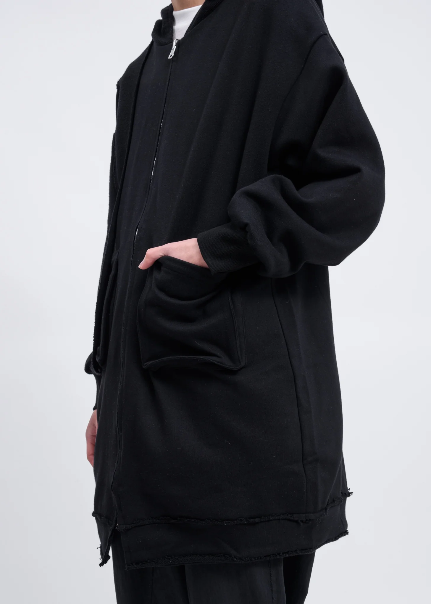 Black Reversible Long Zip Up Hoodie - Image 5