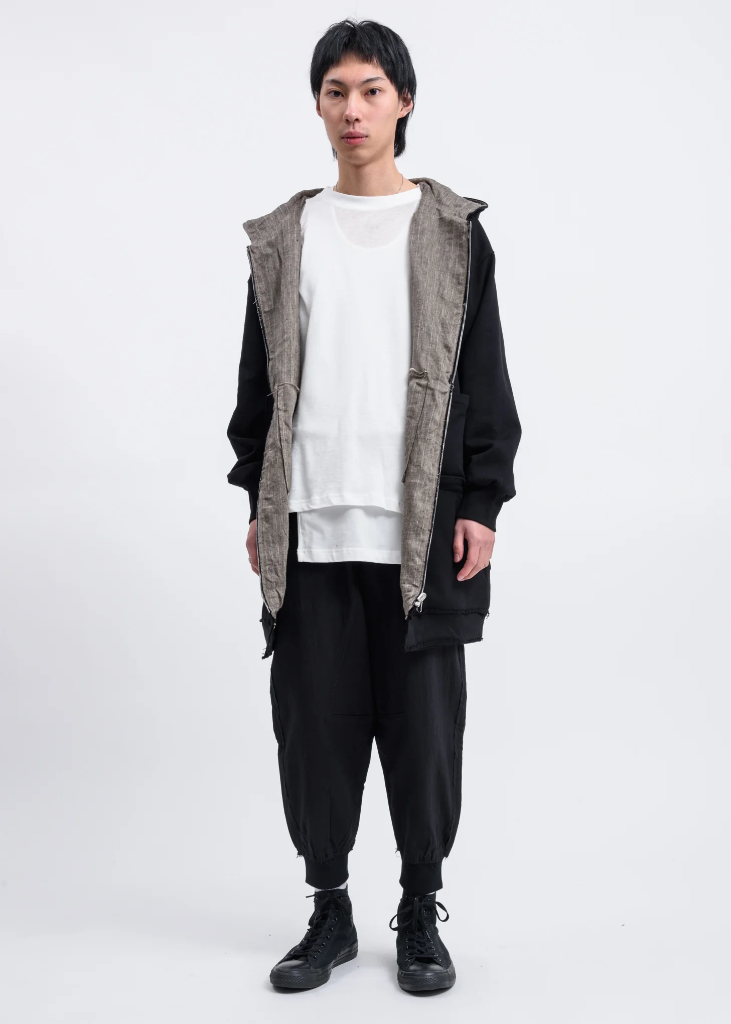 Black Reversible Long Zip Up Hoodie - Image 7