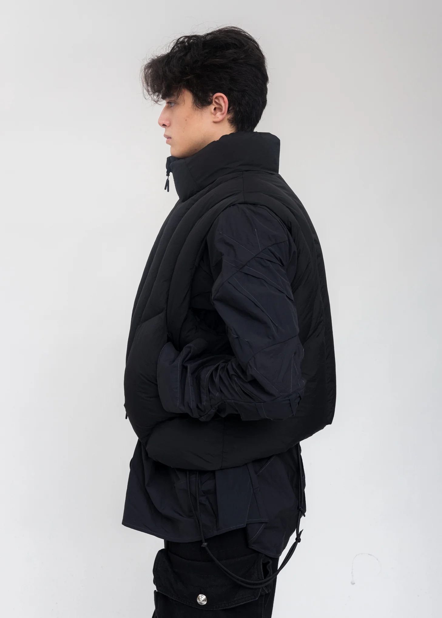 Black Reversible Padded Vest - Image 5