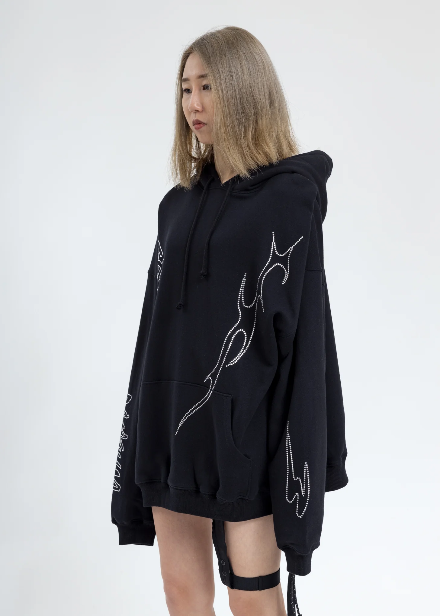 Black Rhinestone Hoodie - Image 3