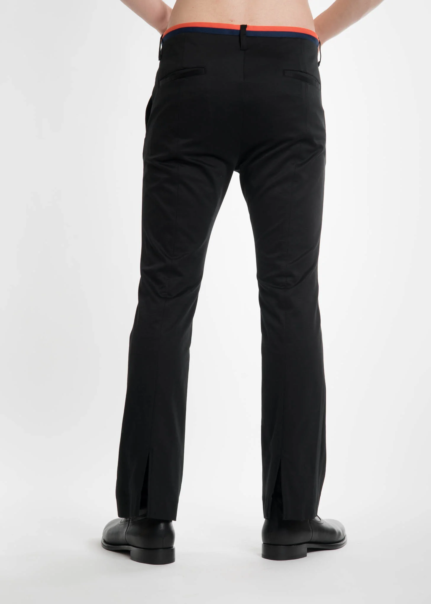 Black Rib Football Flare Track Pants - Image 3