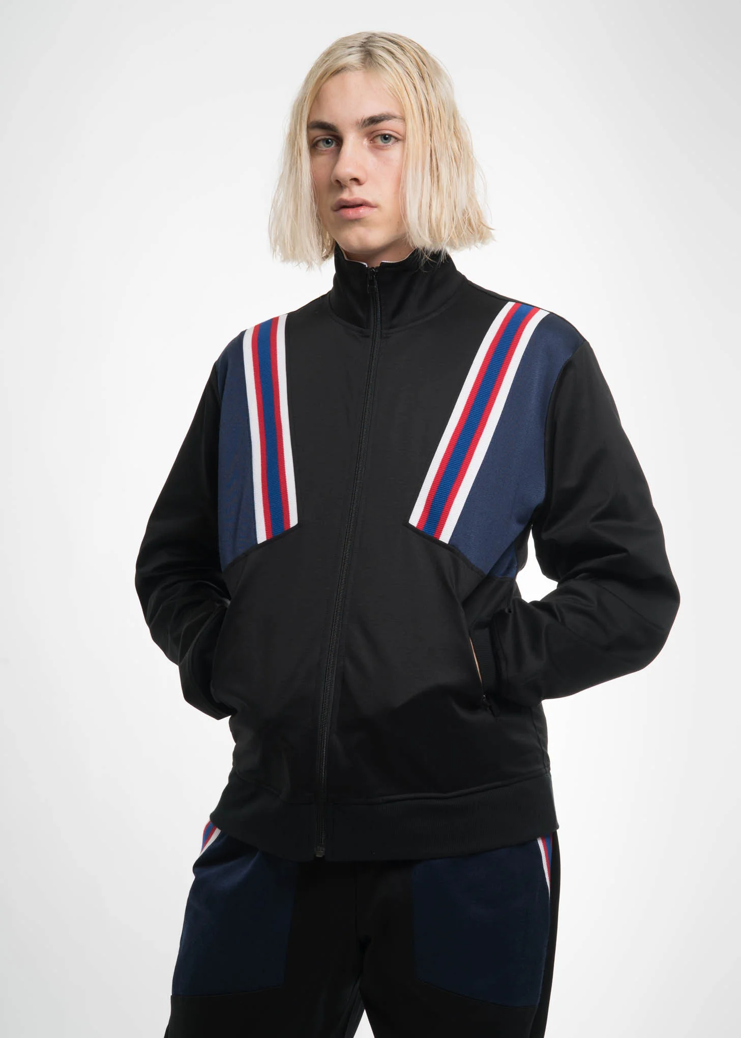 Black Rib Football Track Jacket - Image 3