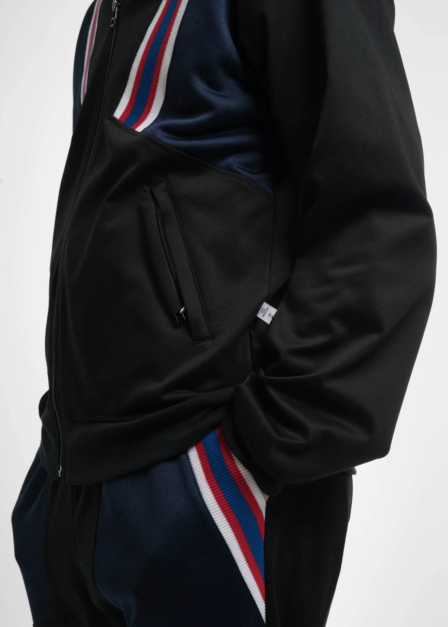 Black Rib Football Track Jacket - Image 4