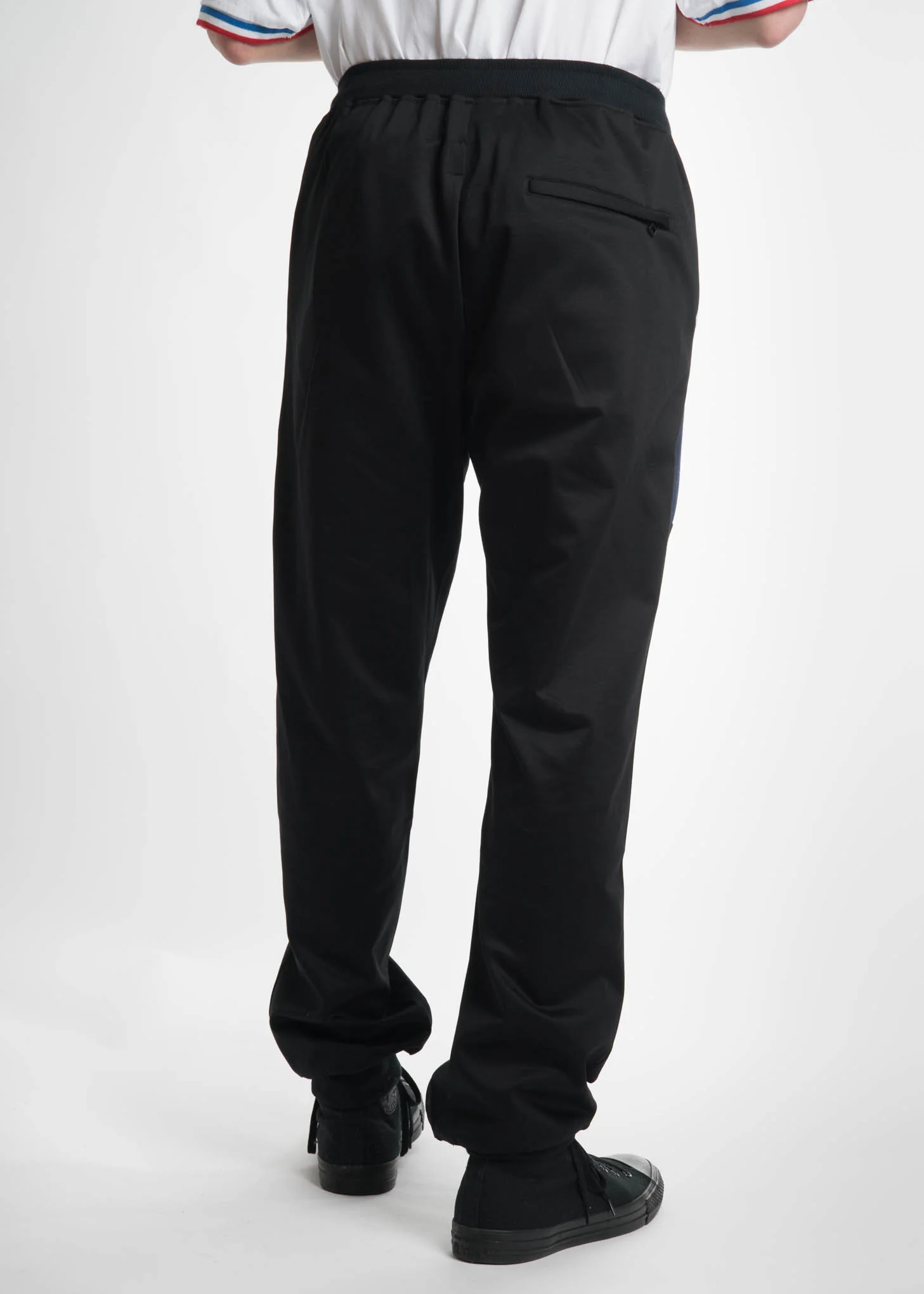 Black Rib Football Track Pants - Image 3
