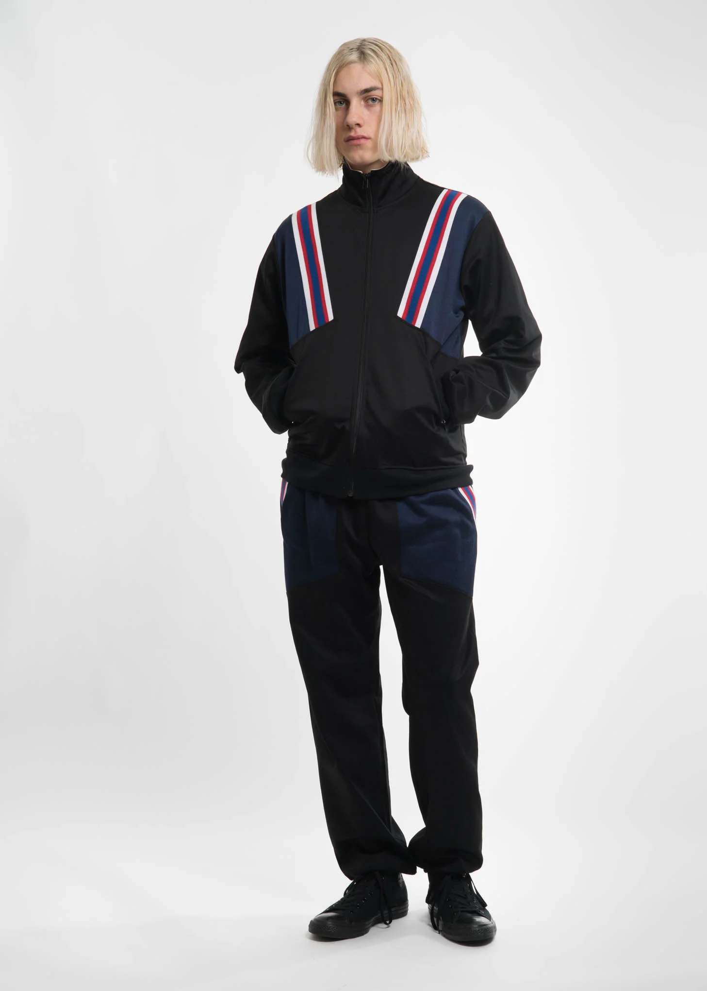Black Rib Football Track Pants - Image 6