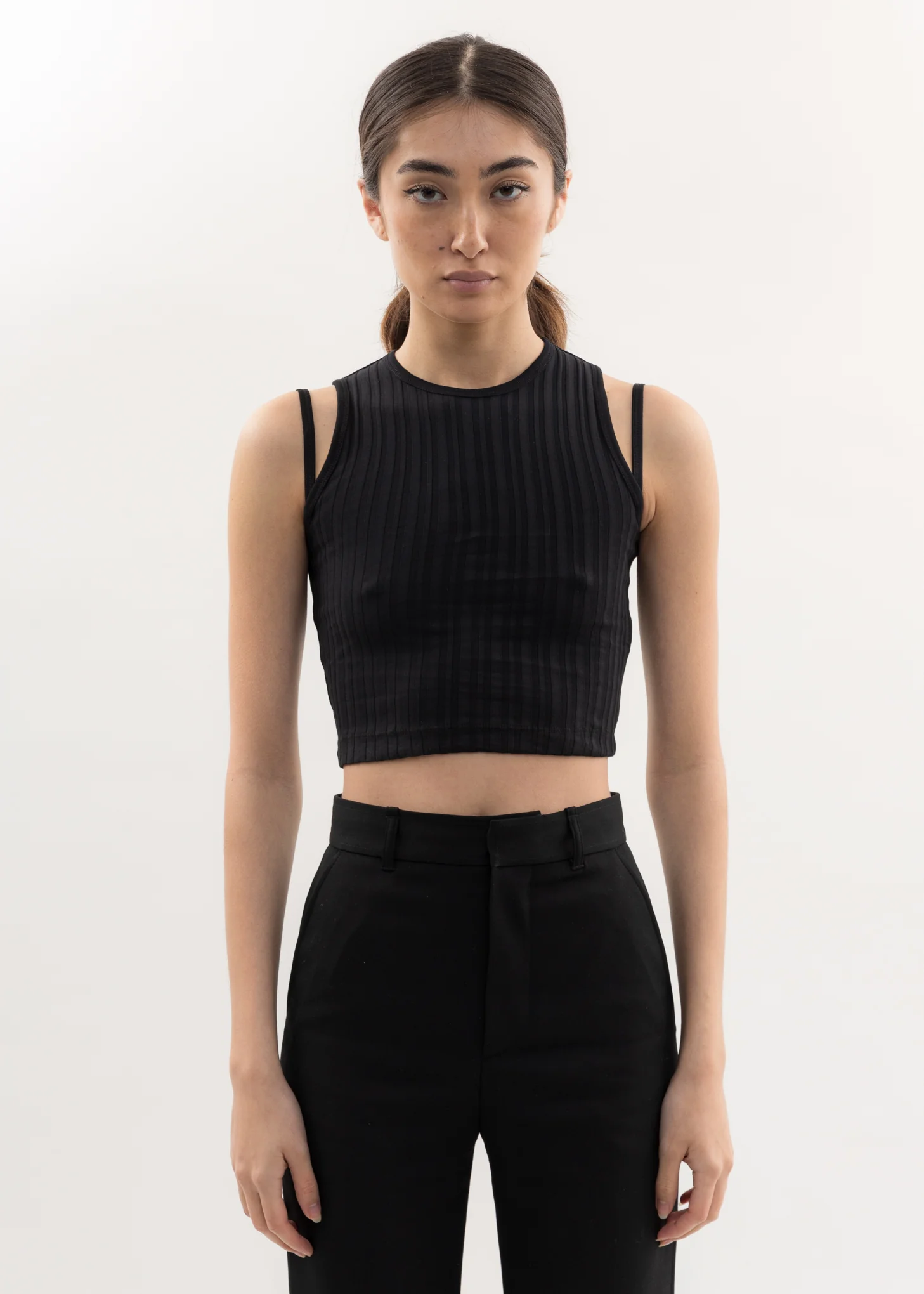 Black Ribbed Muscle T-Shirt