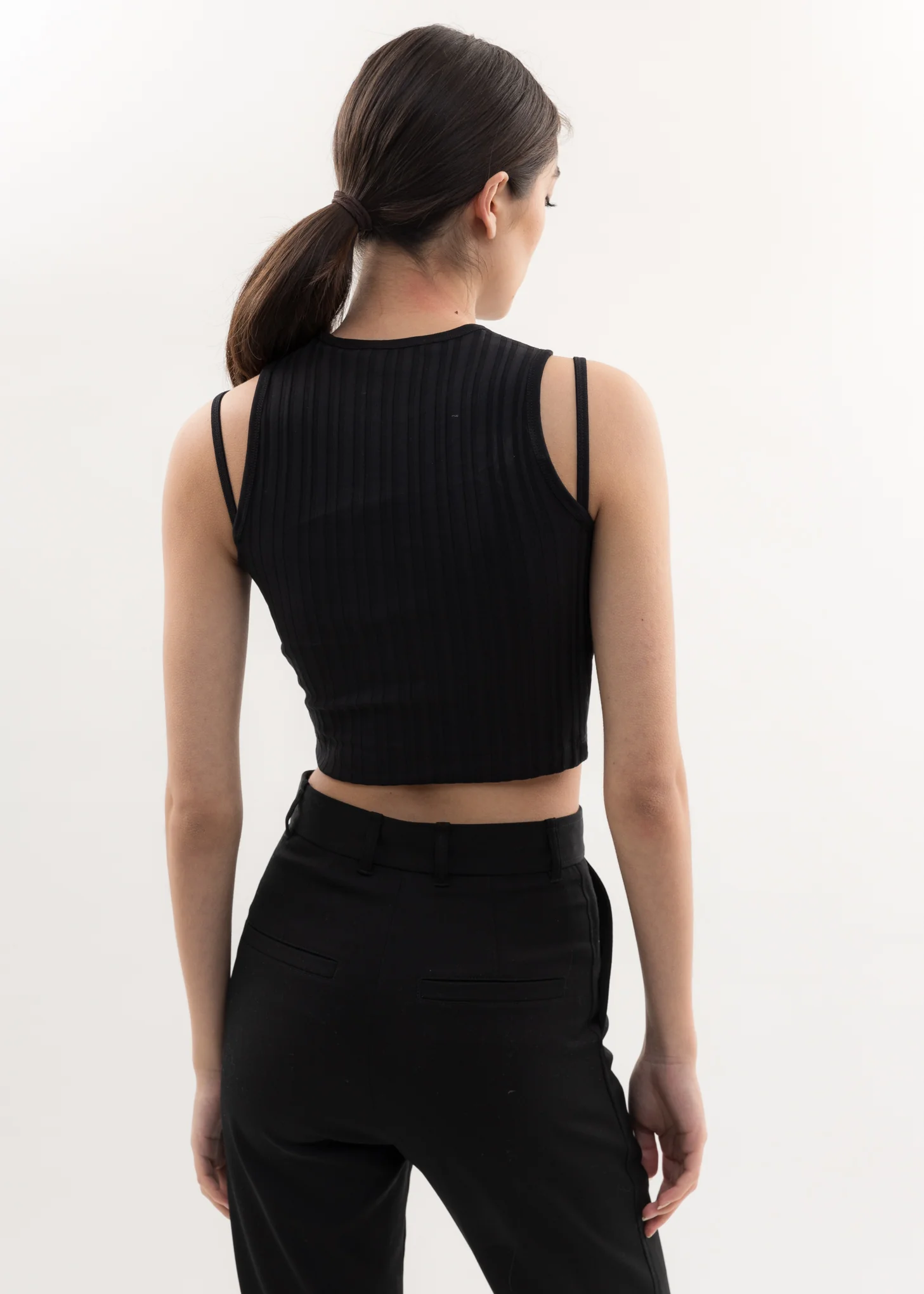 Black Ribbed Muscle T-Shirt - Image 3