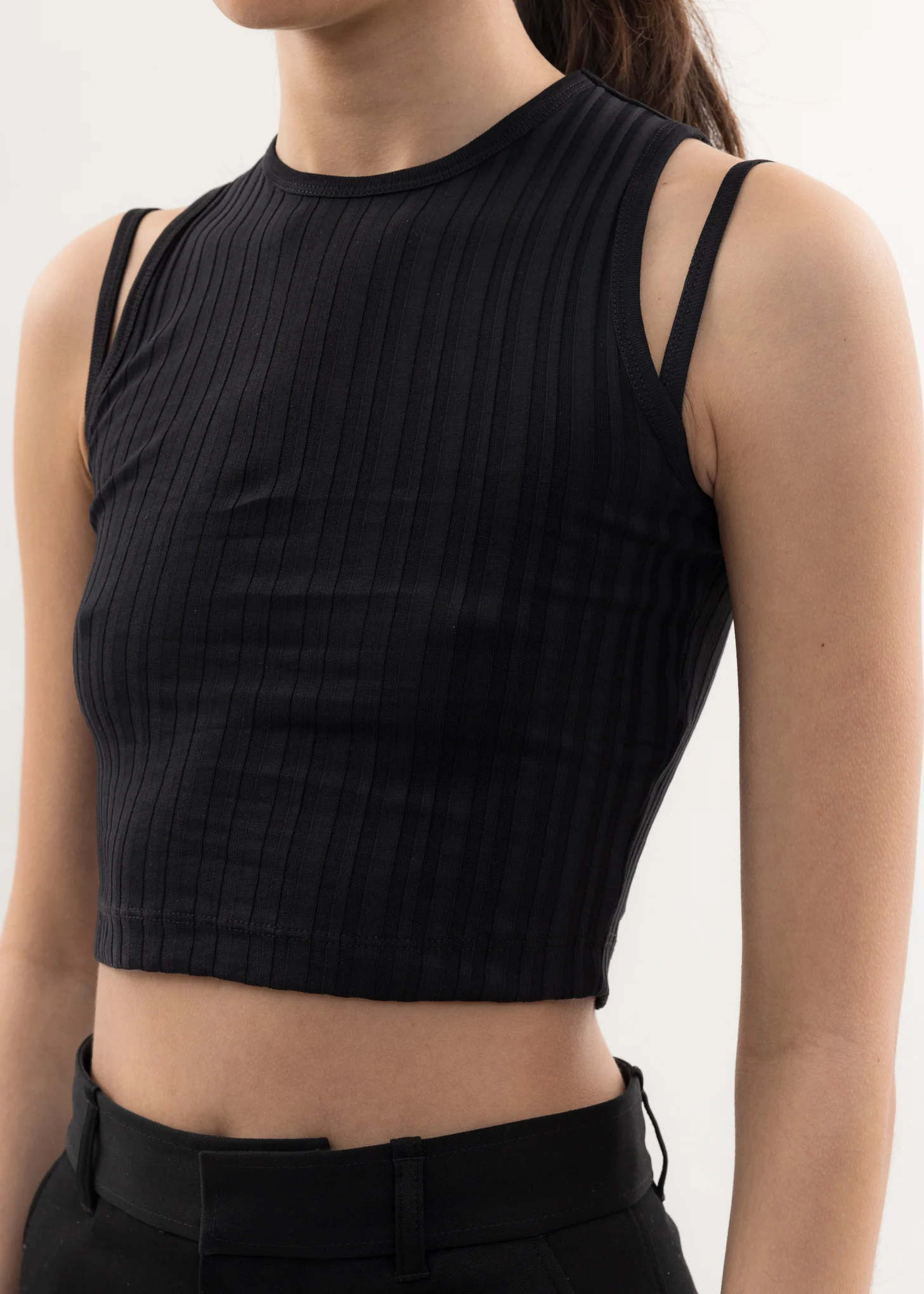 Black Ribbed Muscle T-Shirt - Image 4