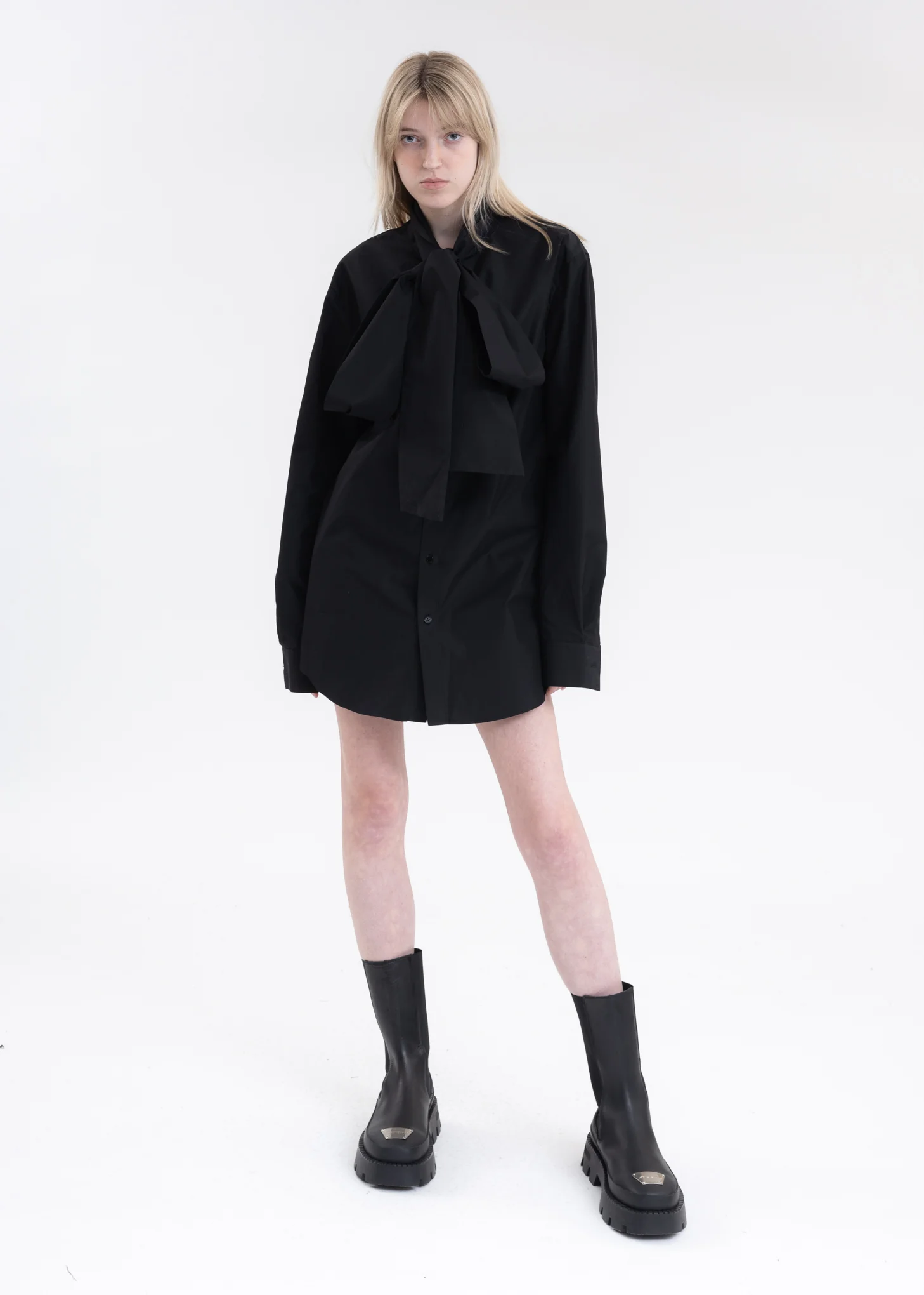 BLACK RIBBON COLLAR SHIRT - Image 6