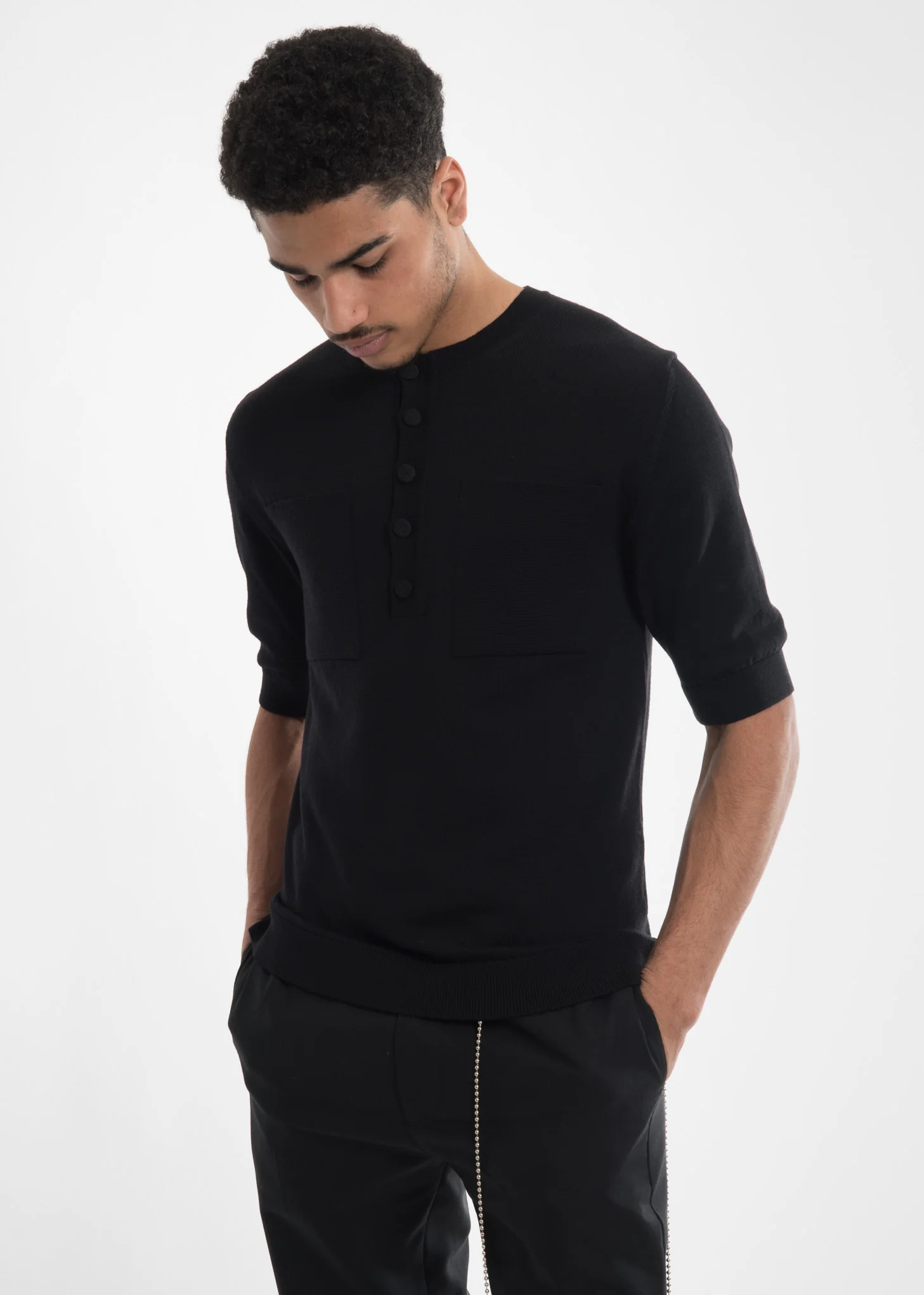 Black Ripley Knitted T-Shirt