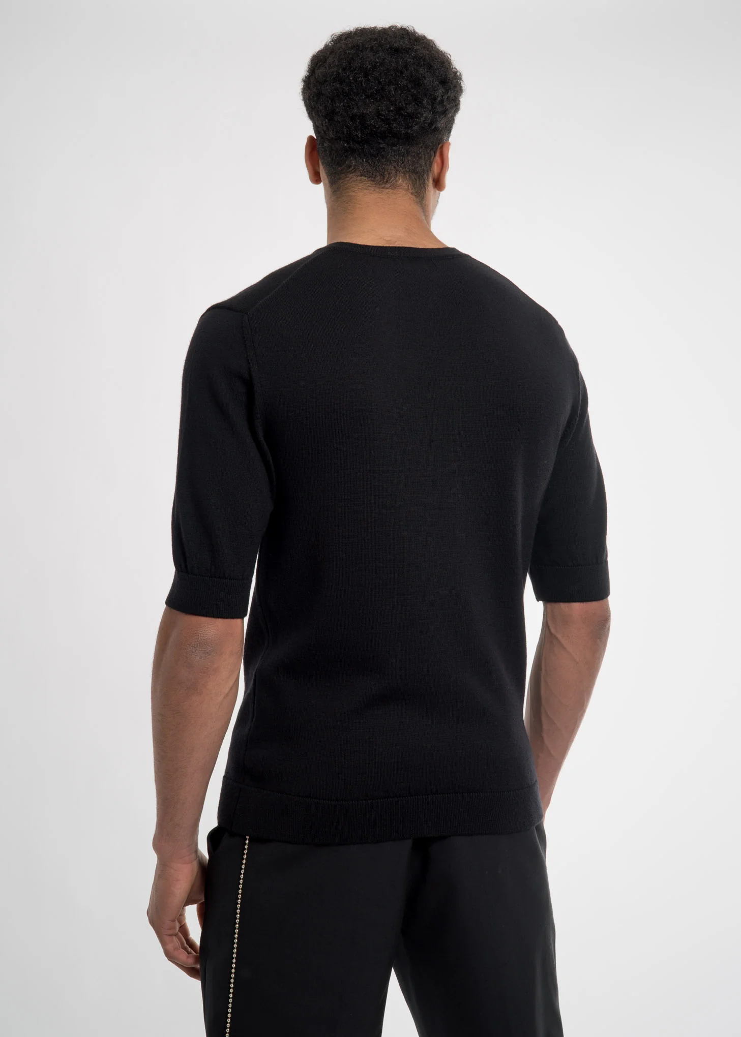 Black Ripley Knitted T-Shirt - Image 3