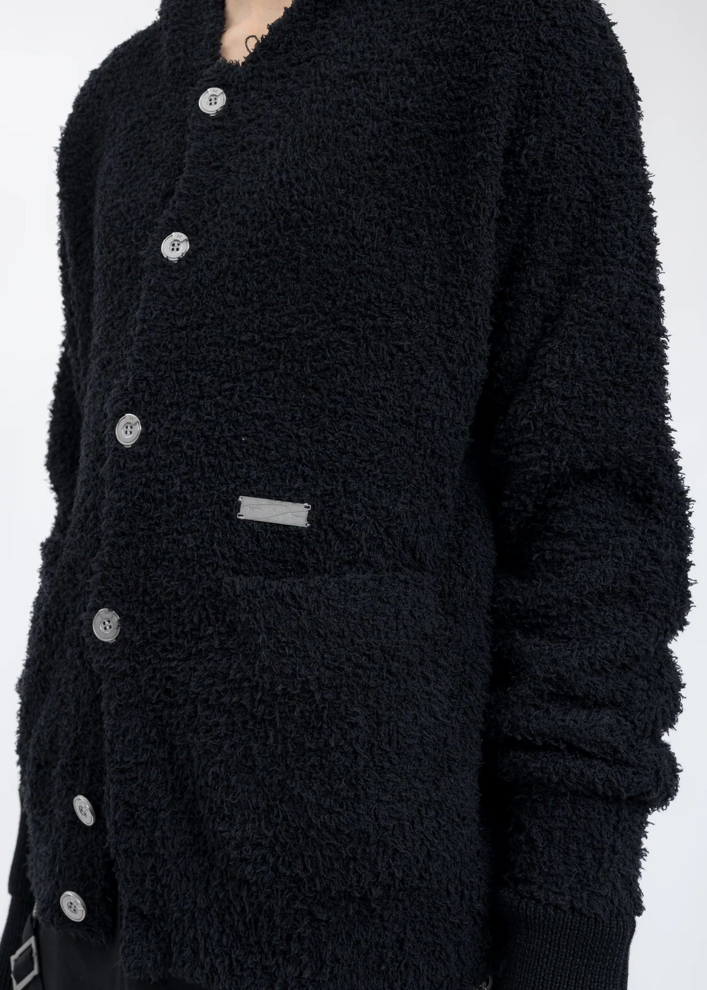 Black Rose Pattern Knitted Hooded Sweater - Image 5