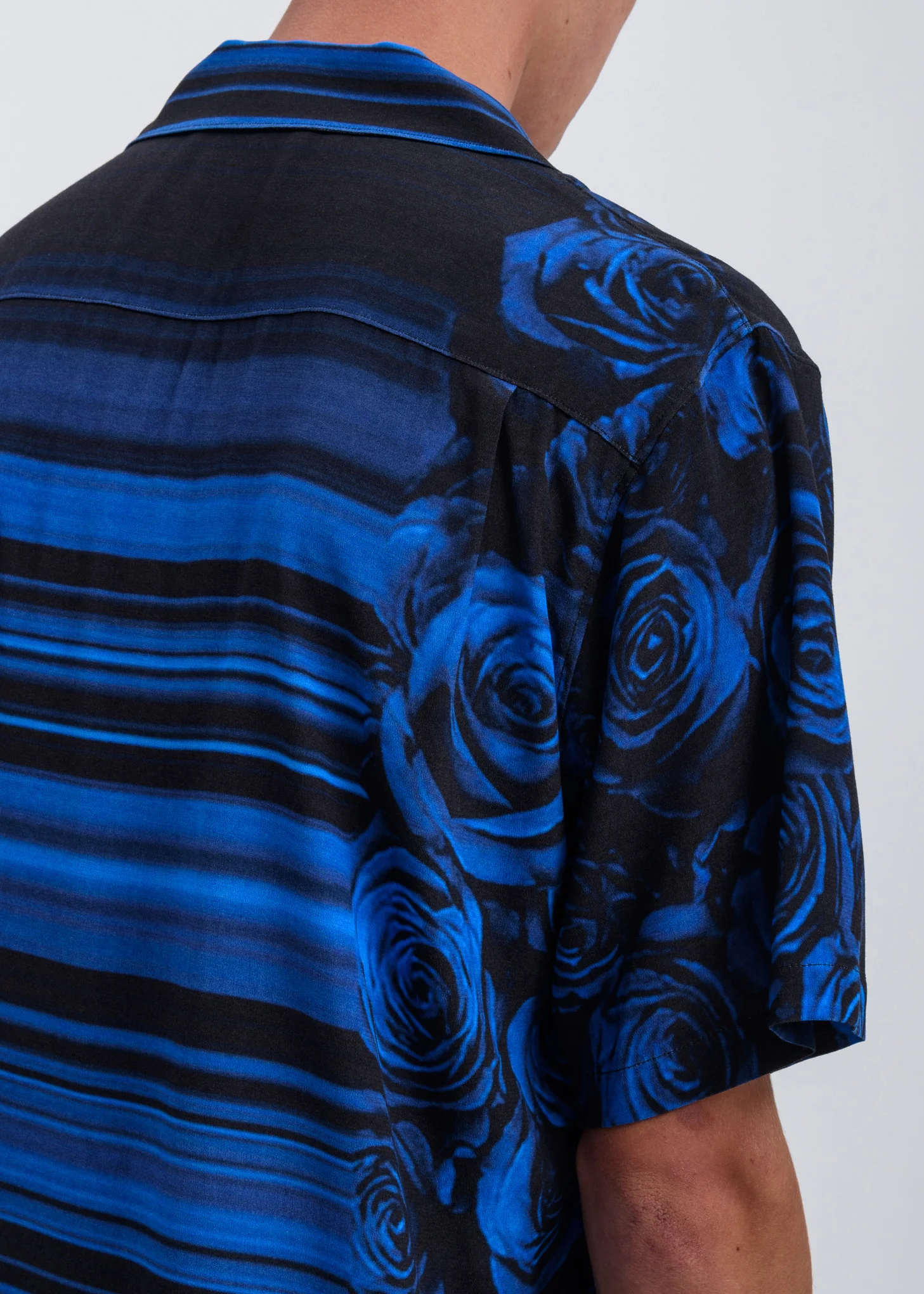 Black Rose Print Open Collar Shirt - Image 4