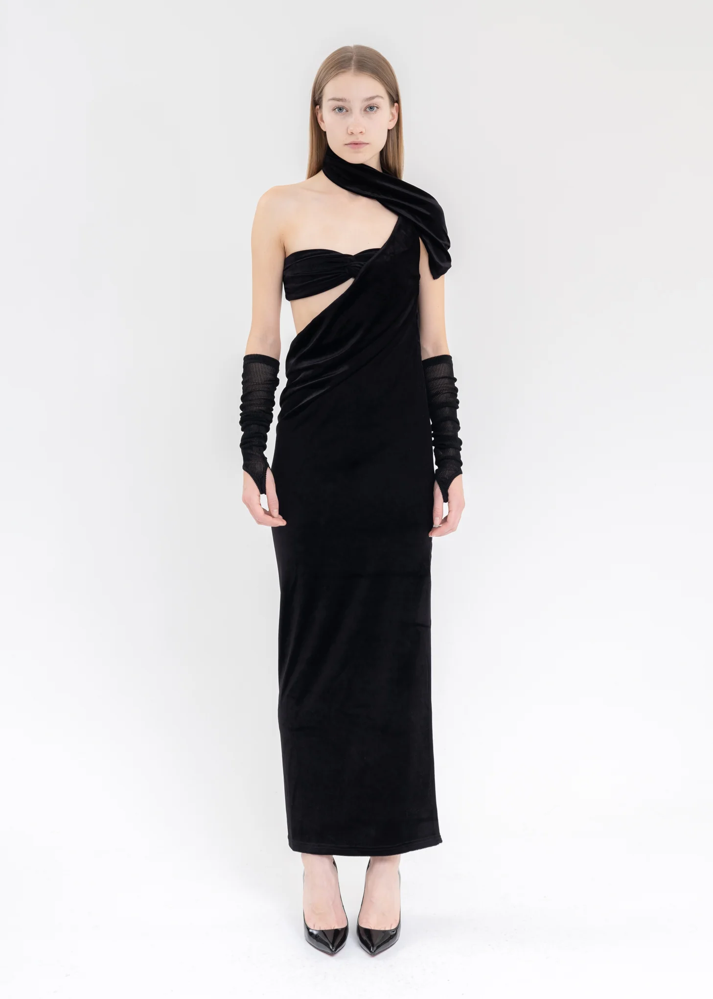 Black Round Shoulder Dress